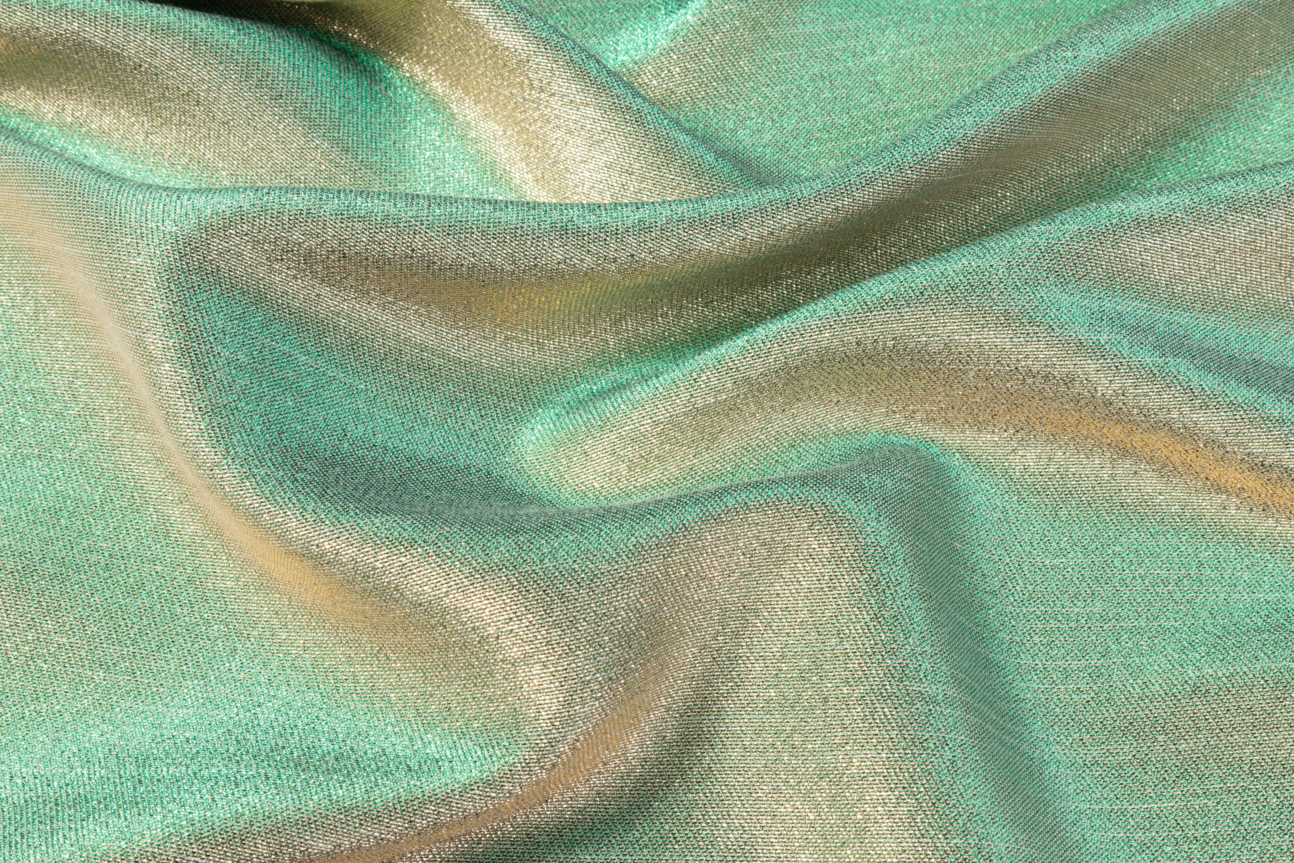 Iridescent Metallic Brocade - Green / Gold