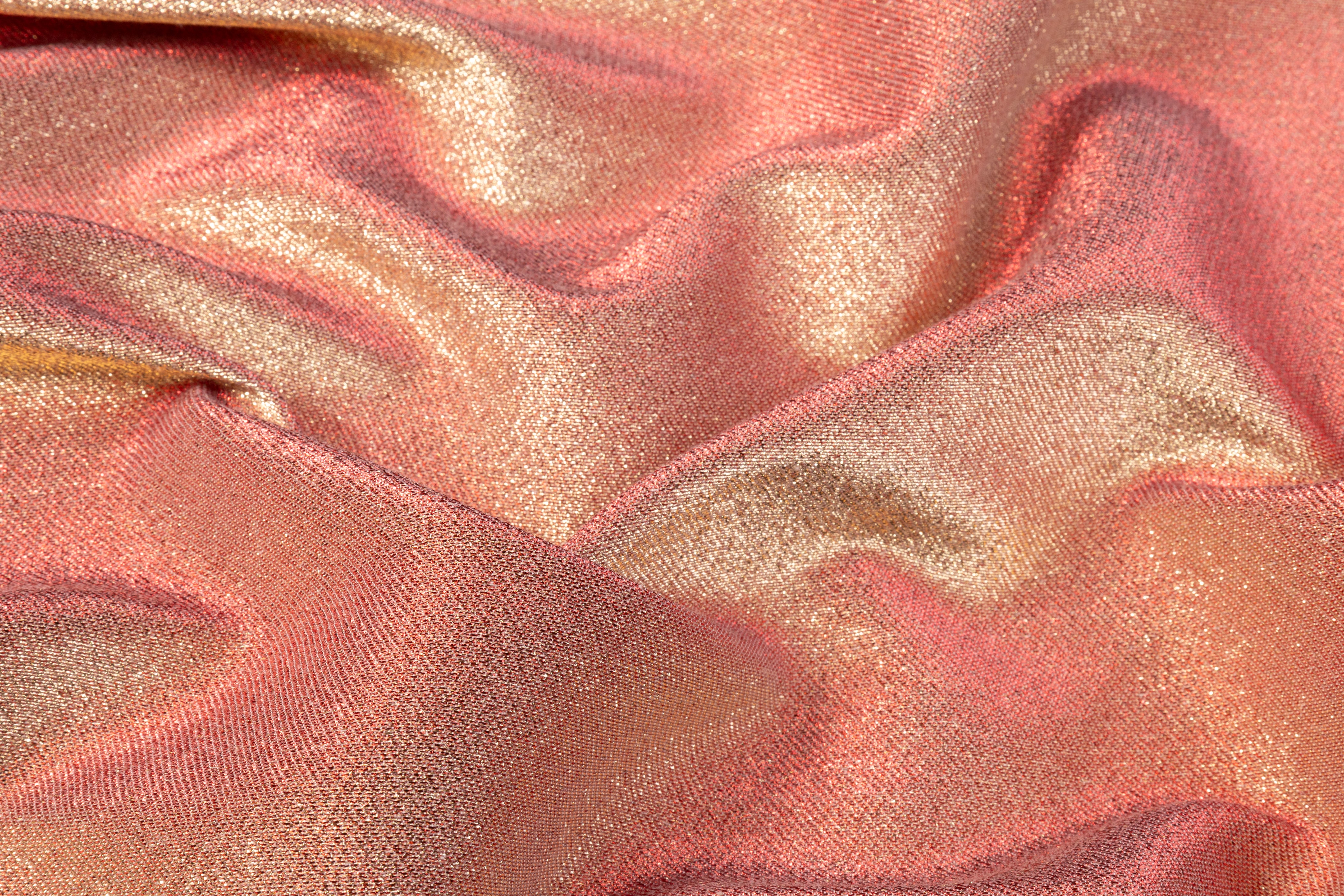 Iridescent Metallic Brocade - Red / Gold