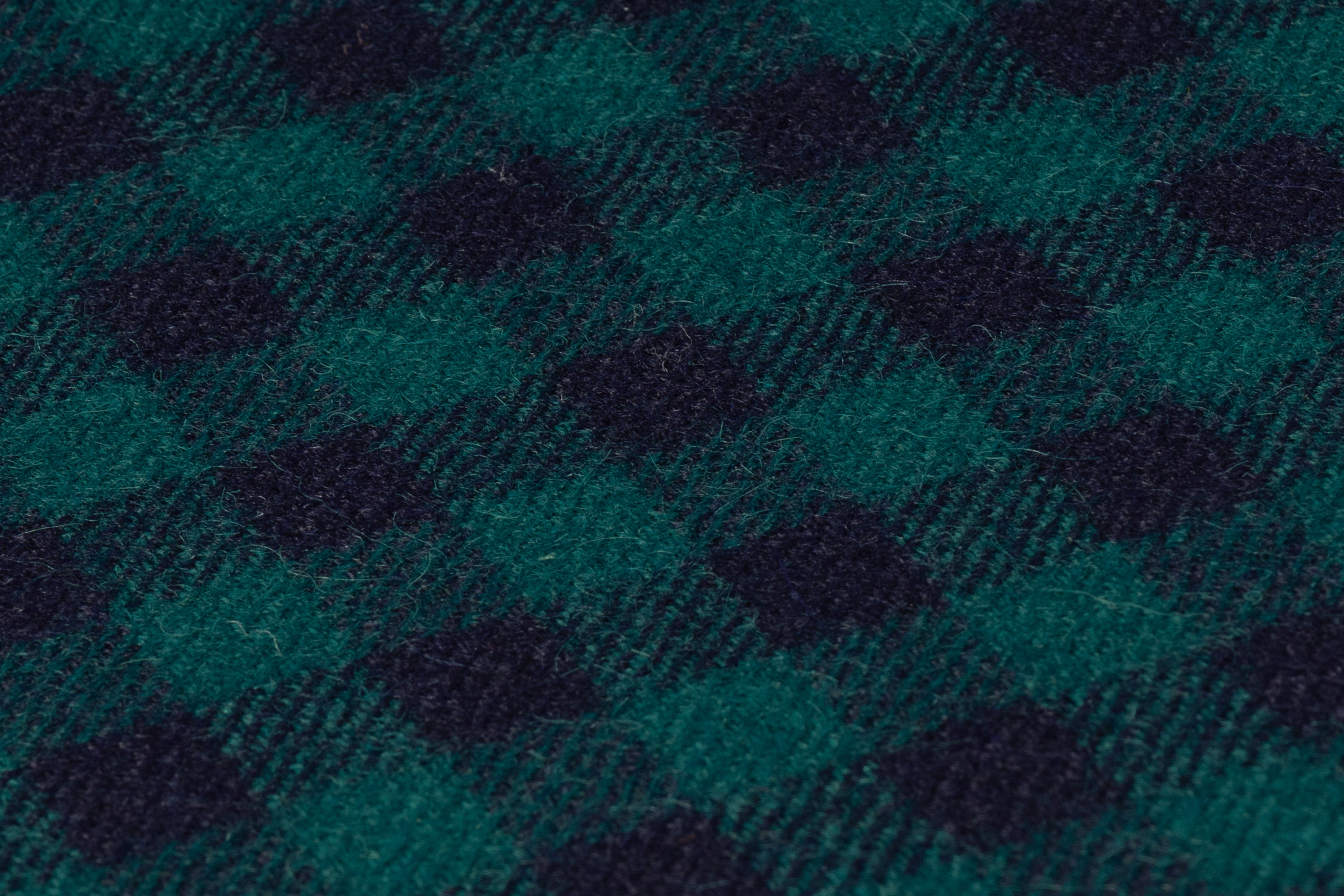 Checked Italian Alpaca Wool Blend - Teal Green / Navy
