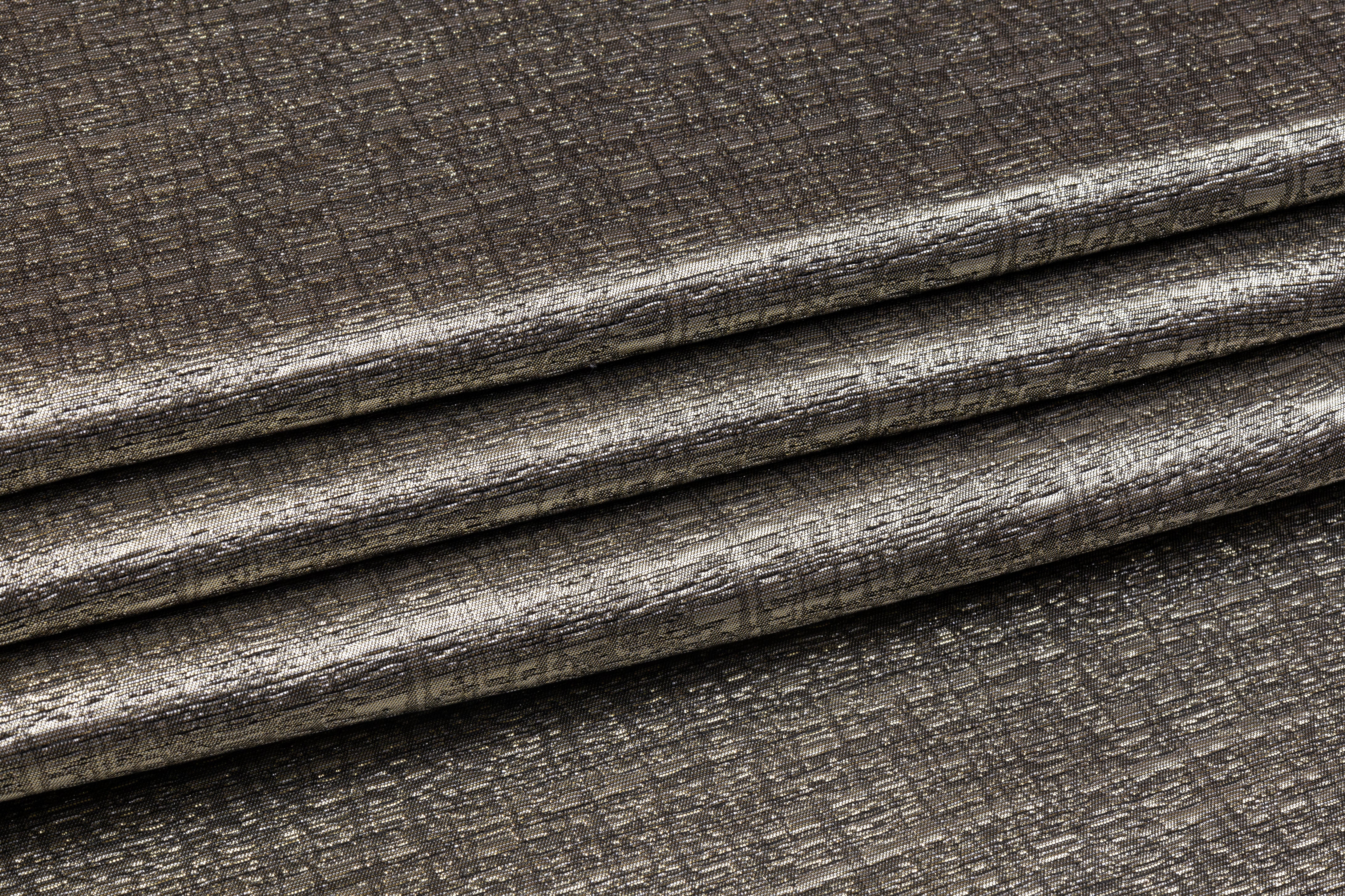 Textured Metallic Brocade - Taupe
