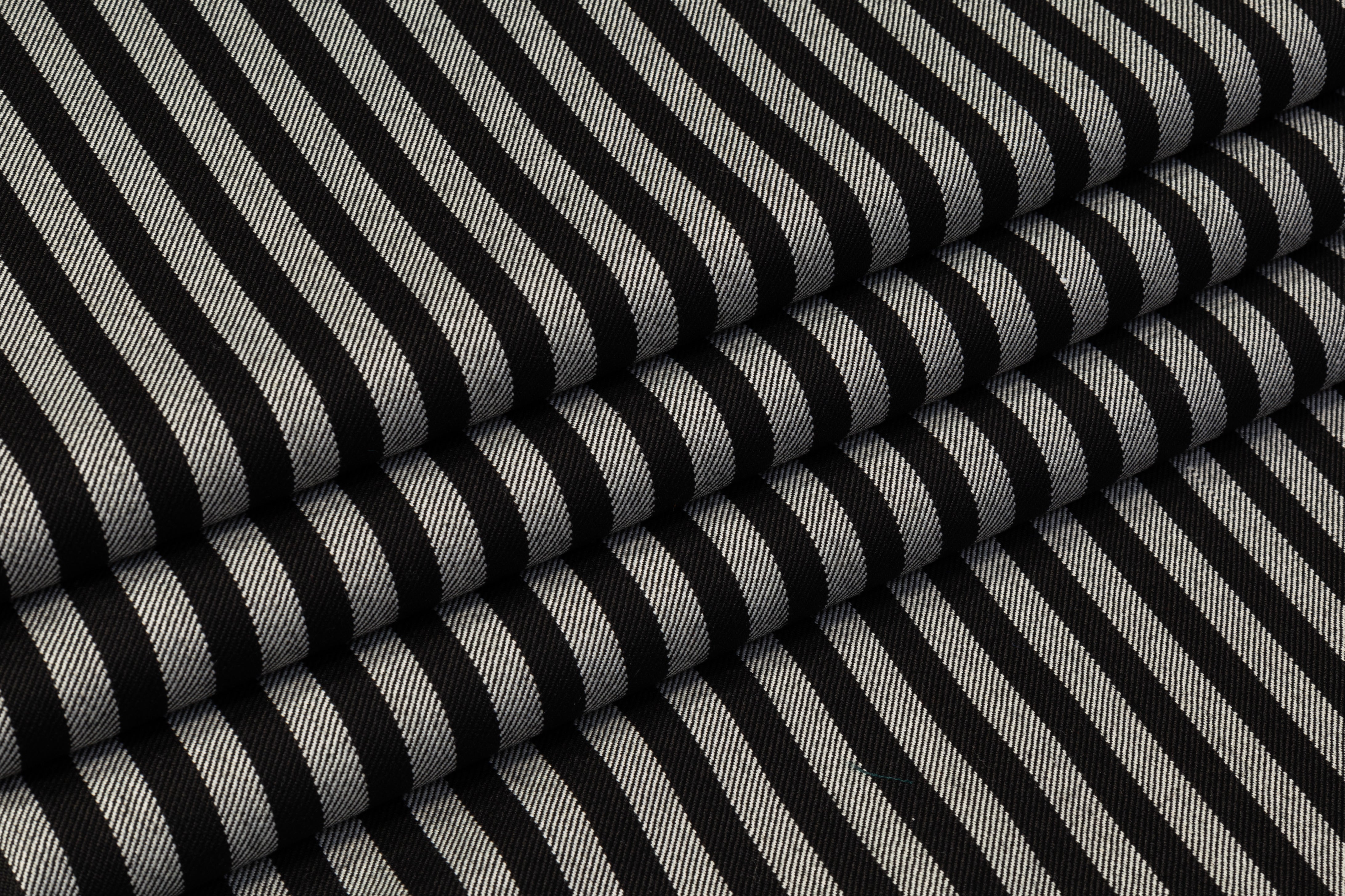 Striped Italian Wool Nylon Suiting - Black / Gray