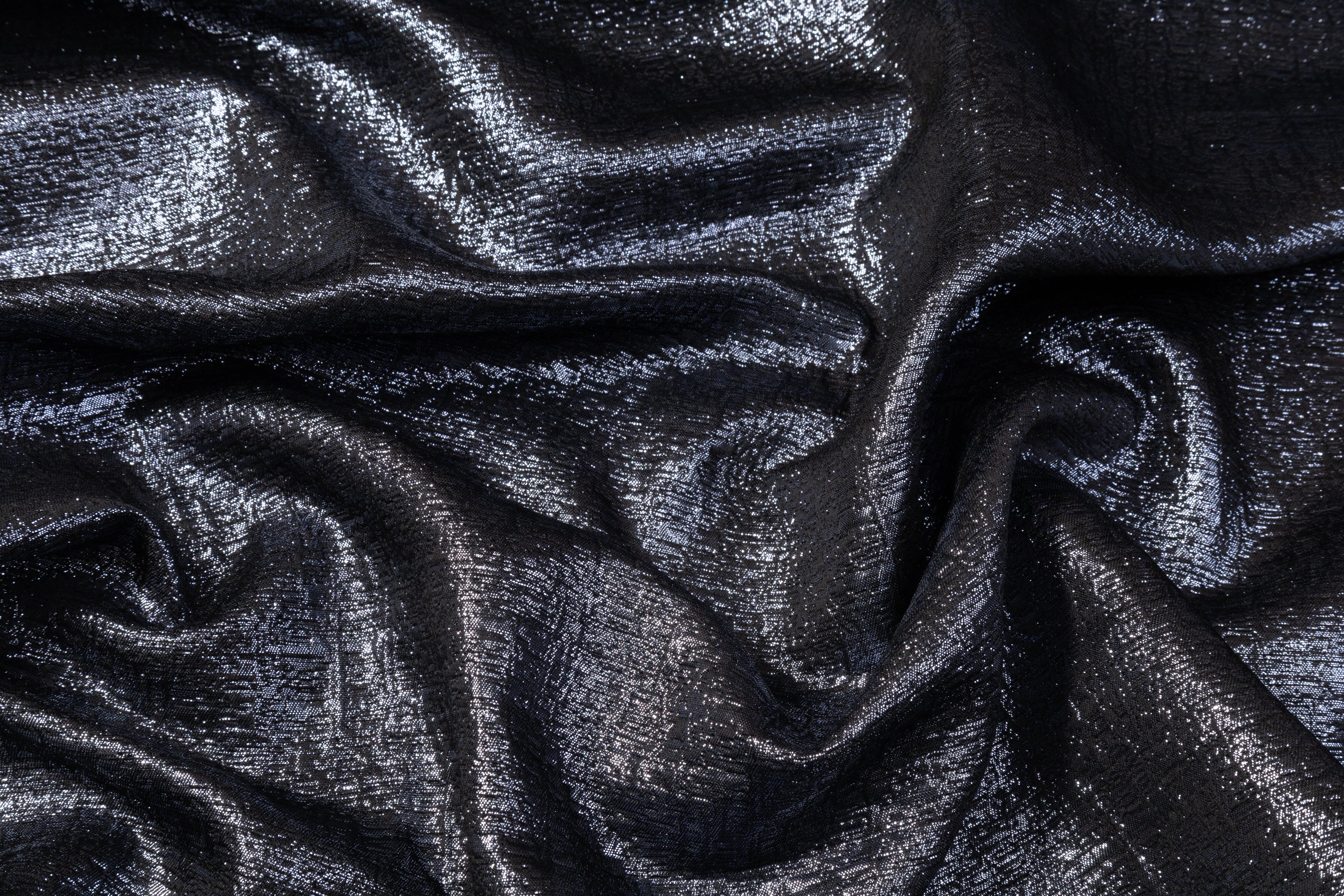 Textured Metallic Brocade - Slate Gray