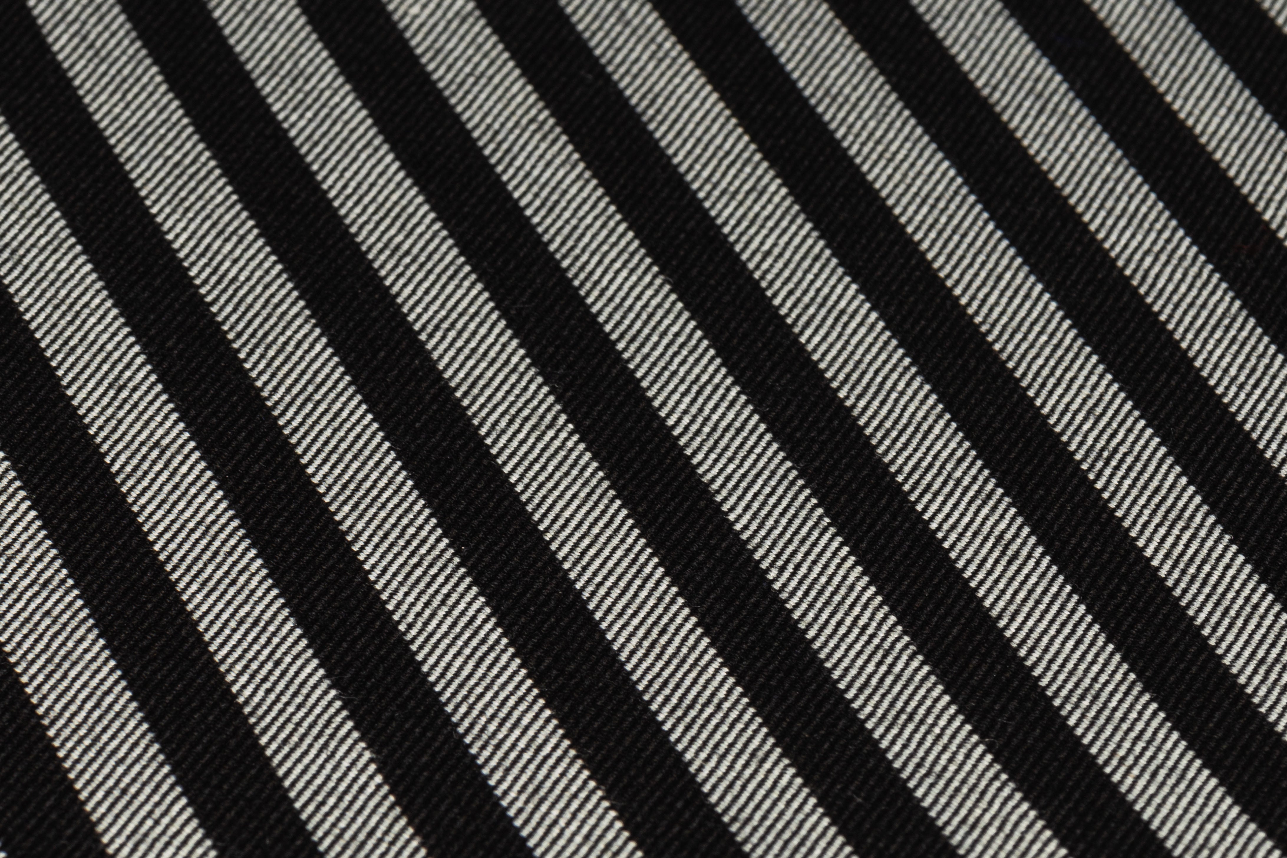 Striped Italian Wool Nylon Suiting - Black / Gray