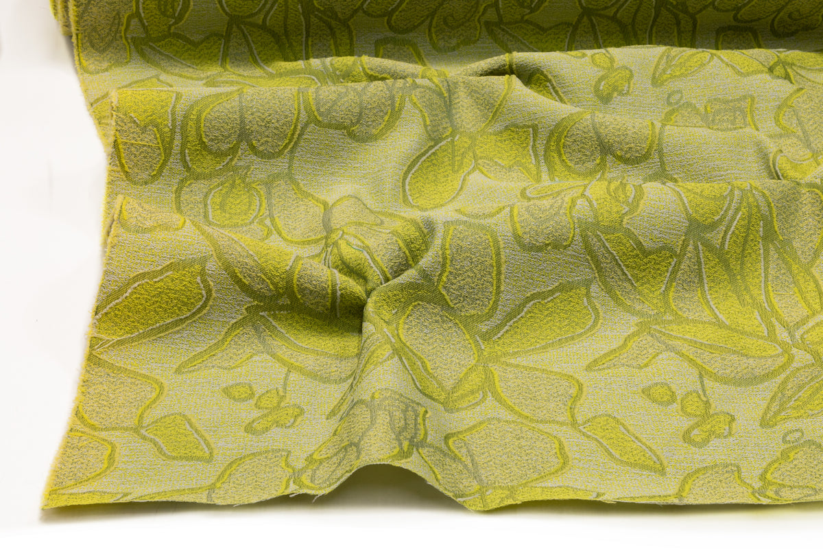 Floral Italian Silk Blend Brocade - Green