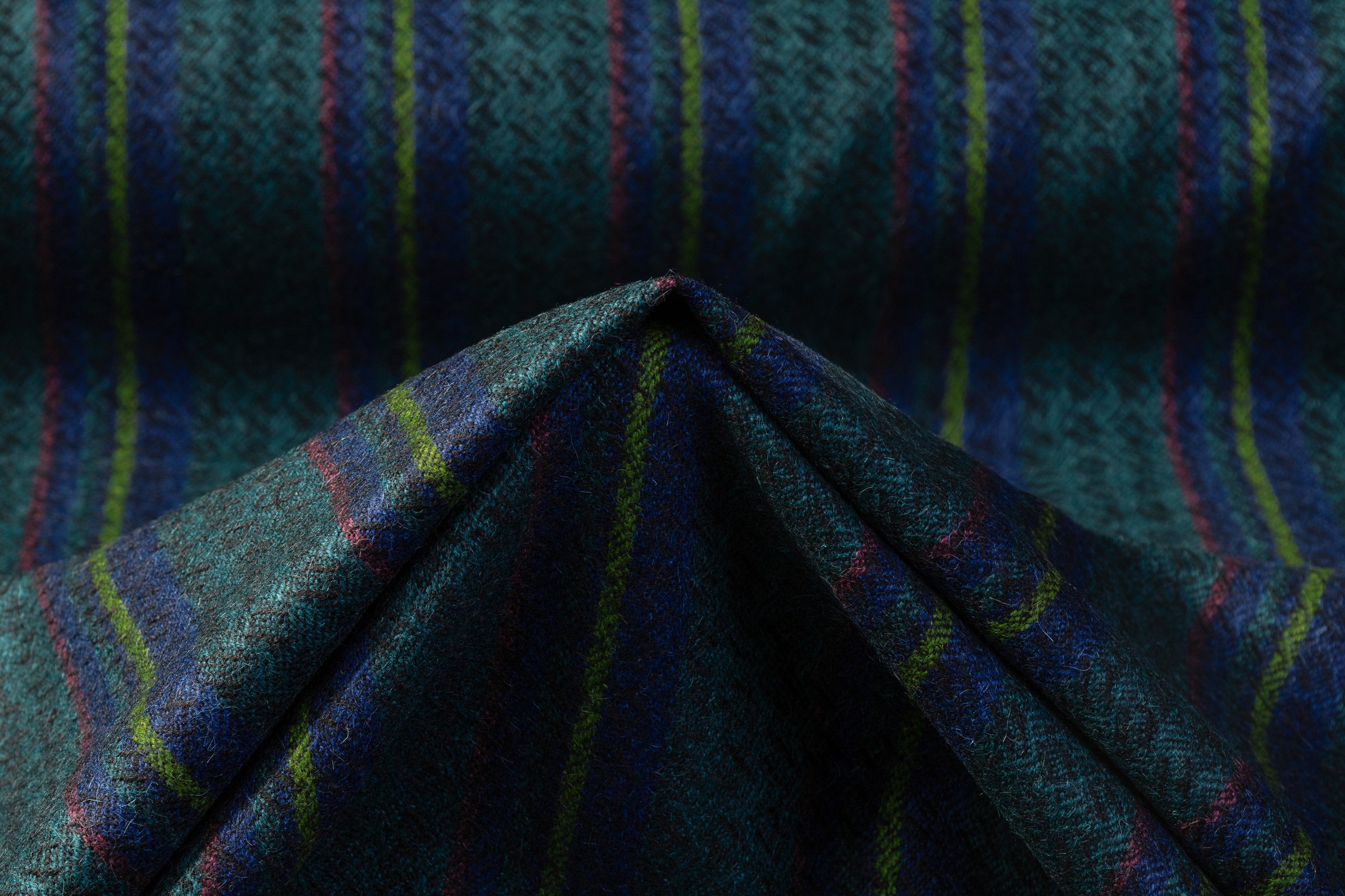 Striped Italian Alpaca Wool - Teal Green
