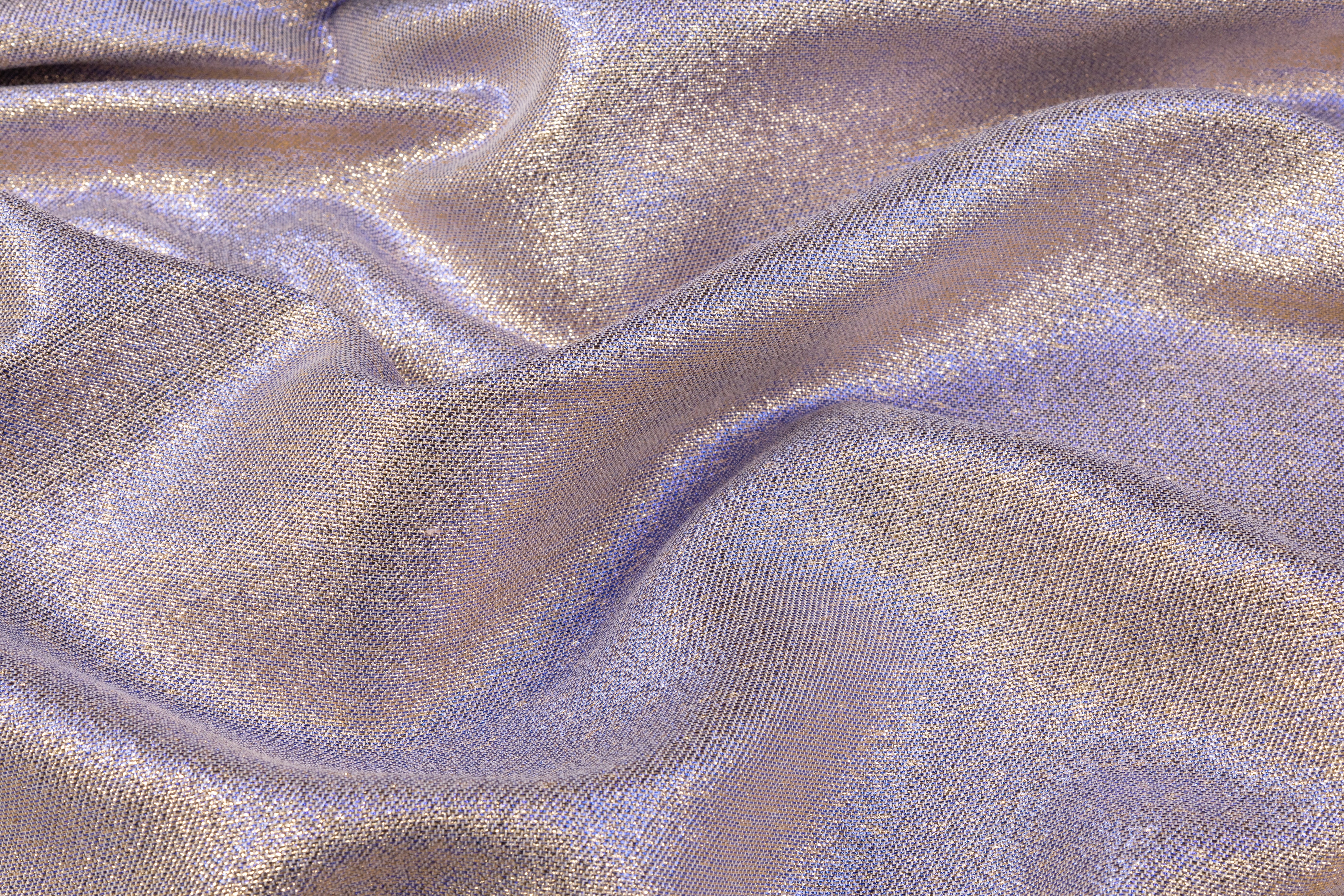Iridescent Metallic Brocade - Purple / Champagne