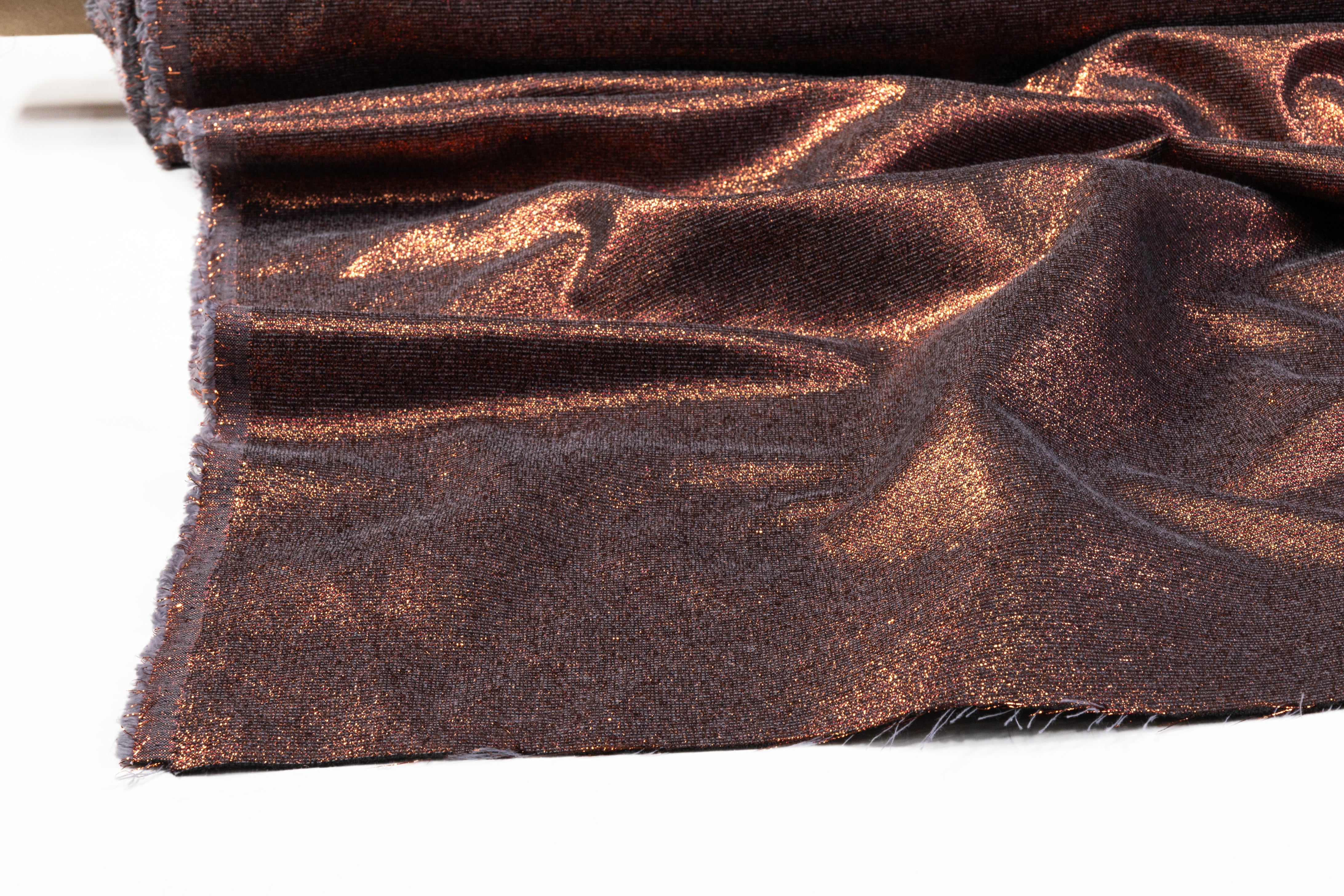 Iridescent Metallic Brocade - Copper / Gray