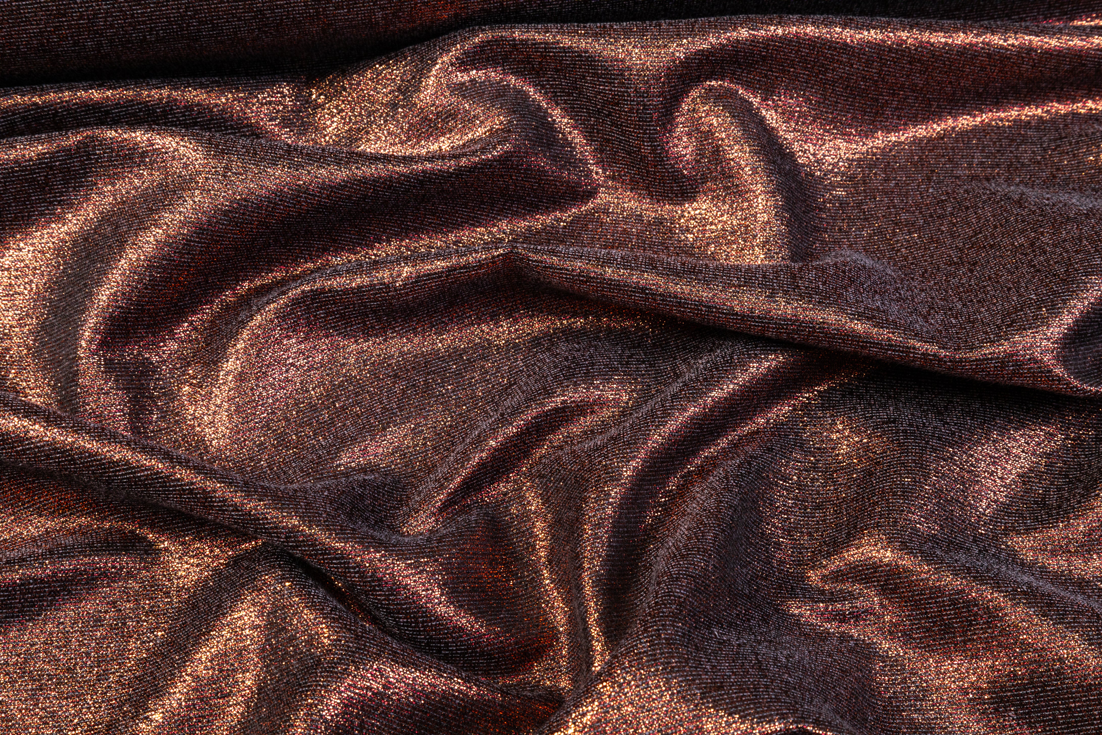 Iridescent Metallic Brocade - Copper / Gray