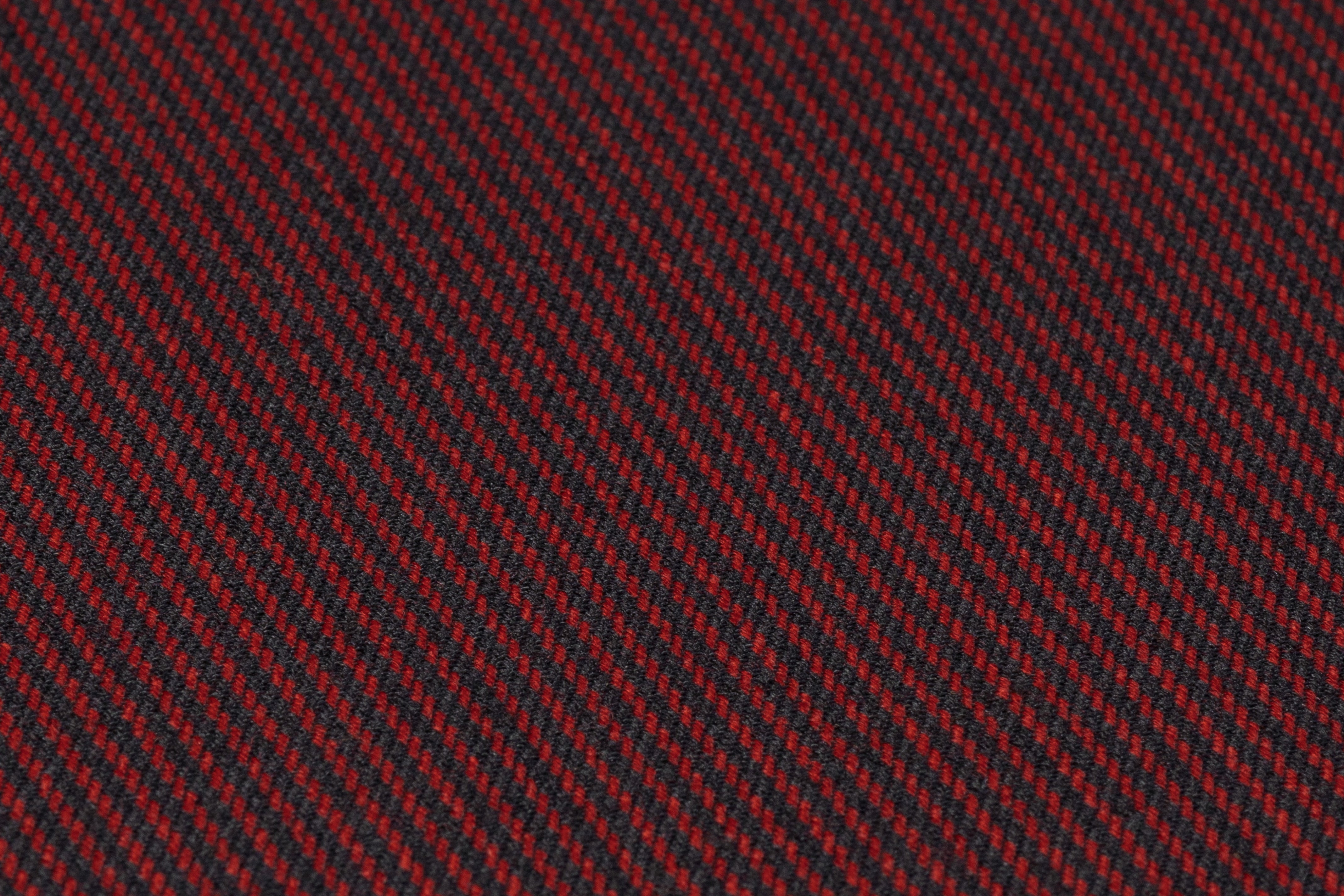 Striped Italian Wool Nylon Suiting - Red / Black