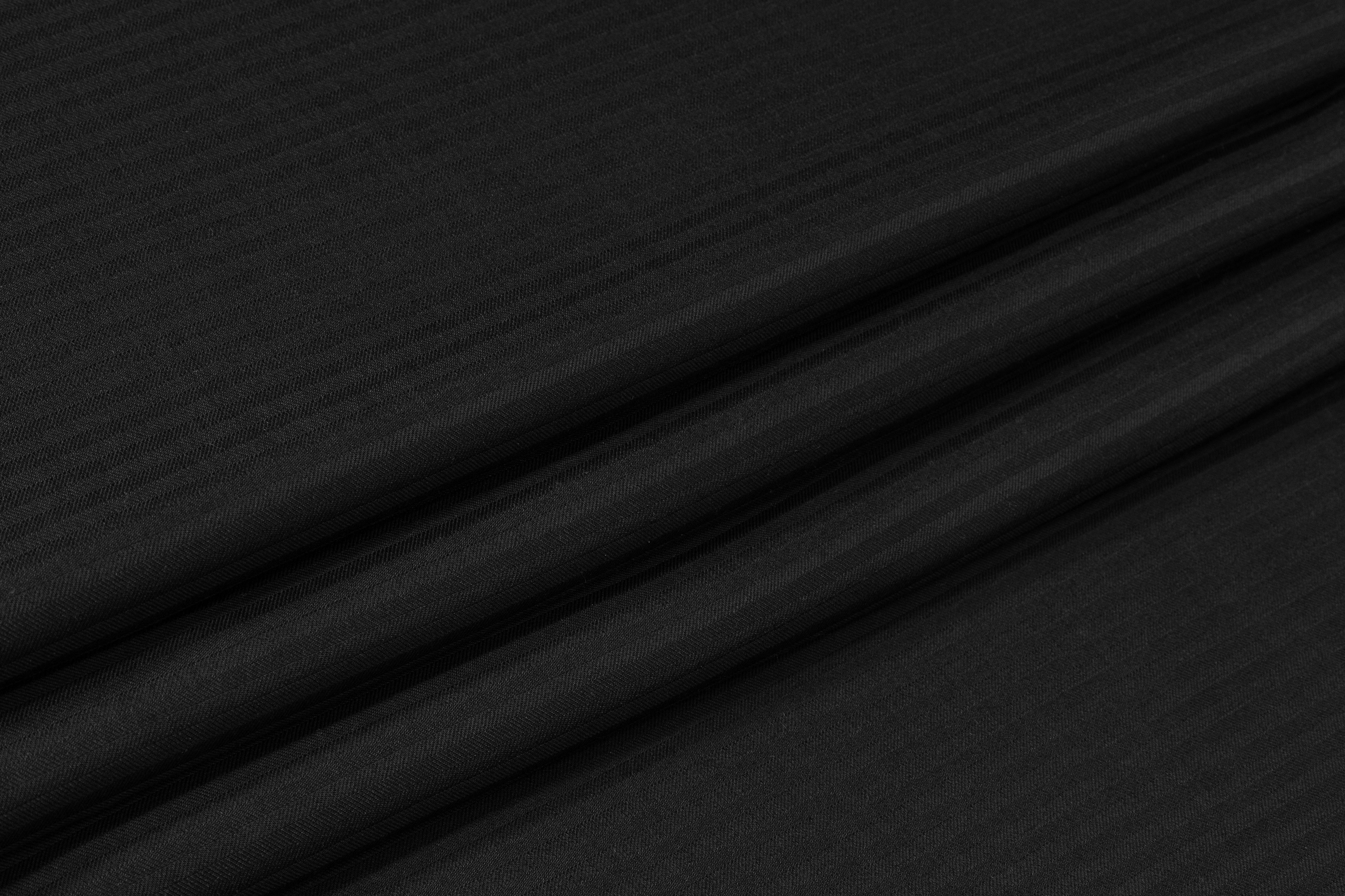 Reda - Striped Italian Wool Suiting - Black