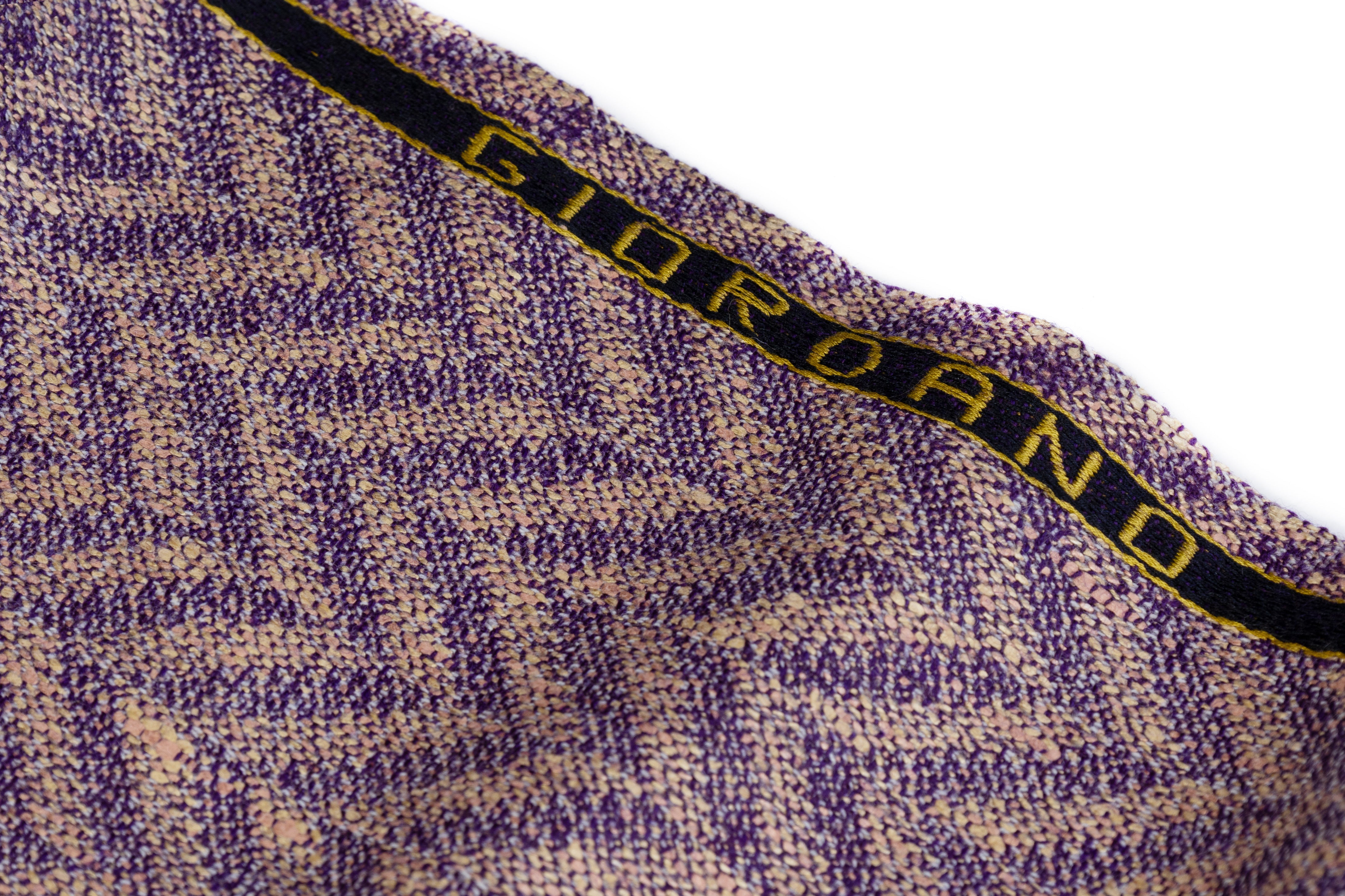 Herringbone Italian Wool Suiting - Purple / Beige