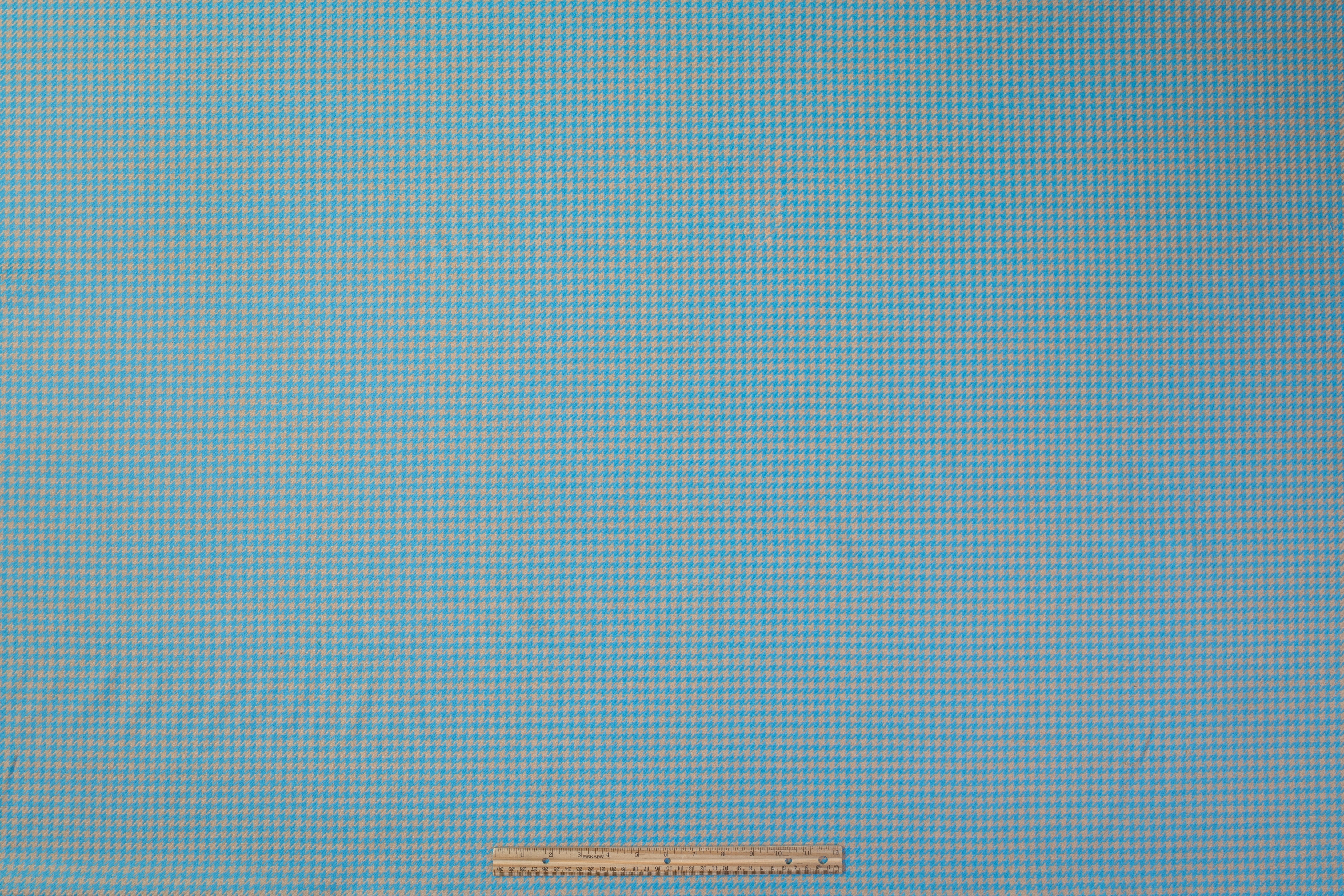 Houndstooth Italian Wool Suiting - Blue / Tan