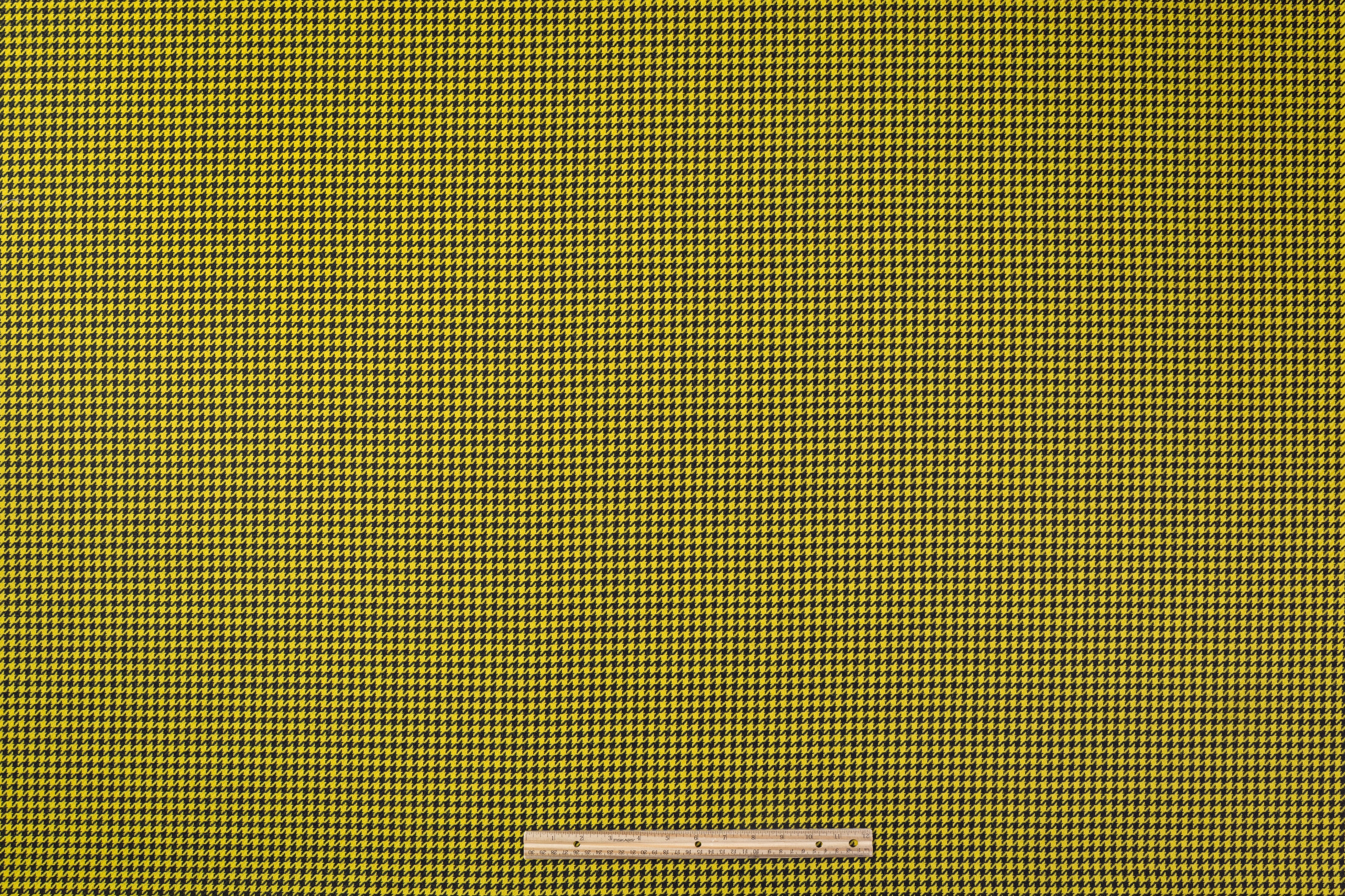 Houndstooth Italian Wool Suiting - Black / Yellow