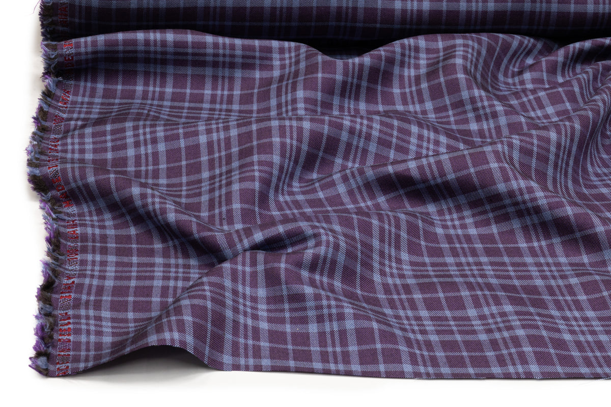 Plaid Italian Wool Suiting - Blue / Purple