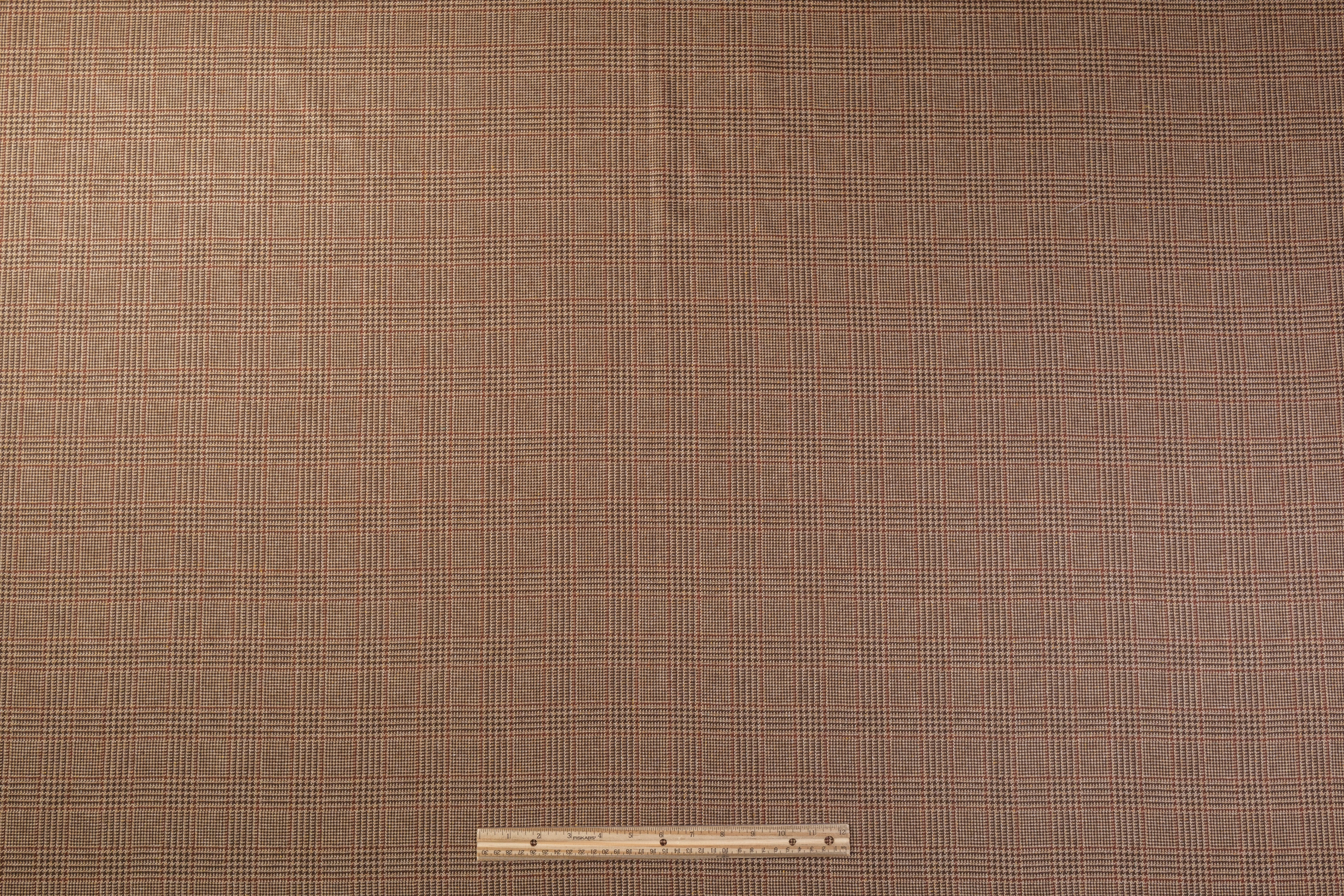 Glen Check Italian Silk Wool Suiting - Brown