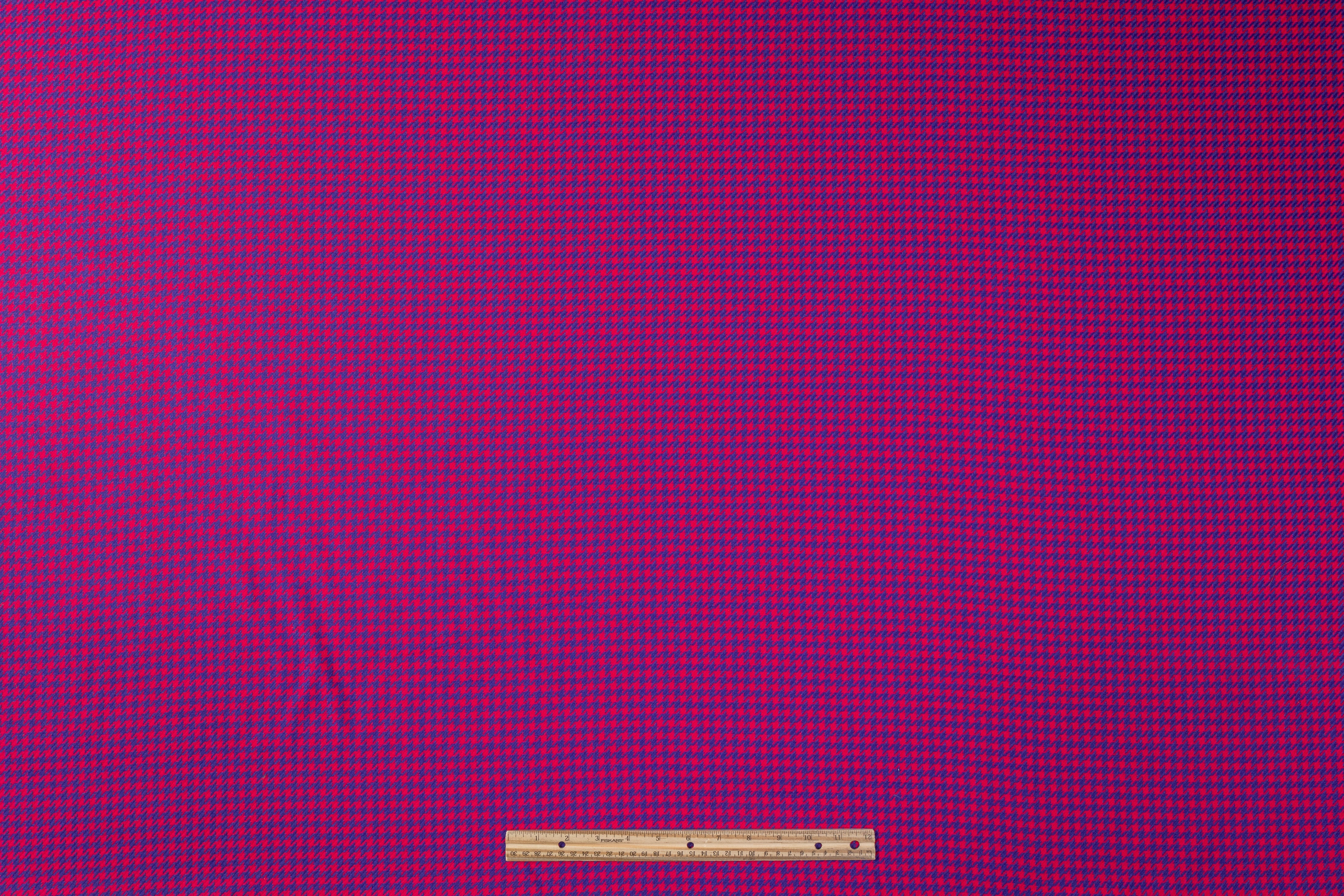 Houndstooth Italian Wool Suiting - Purple / Magenta