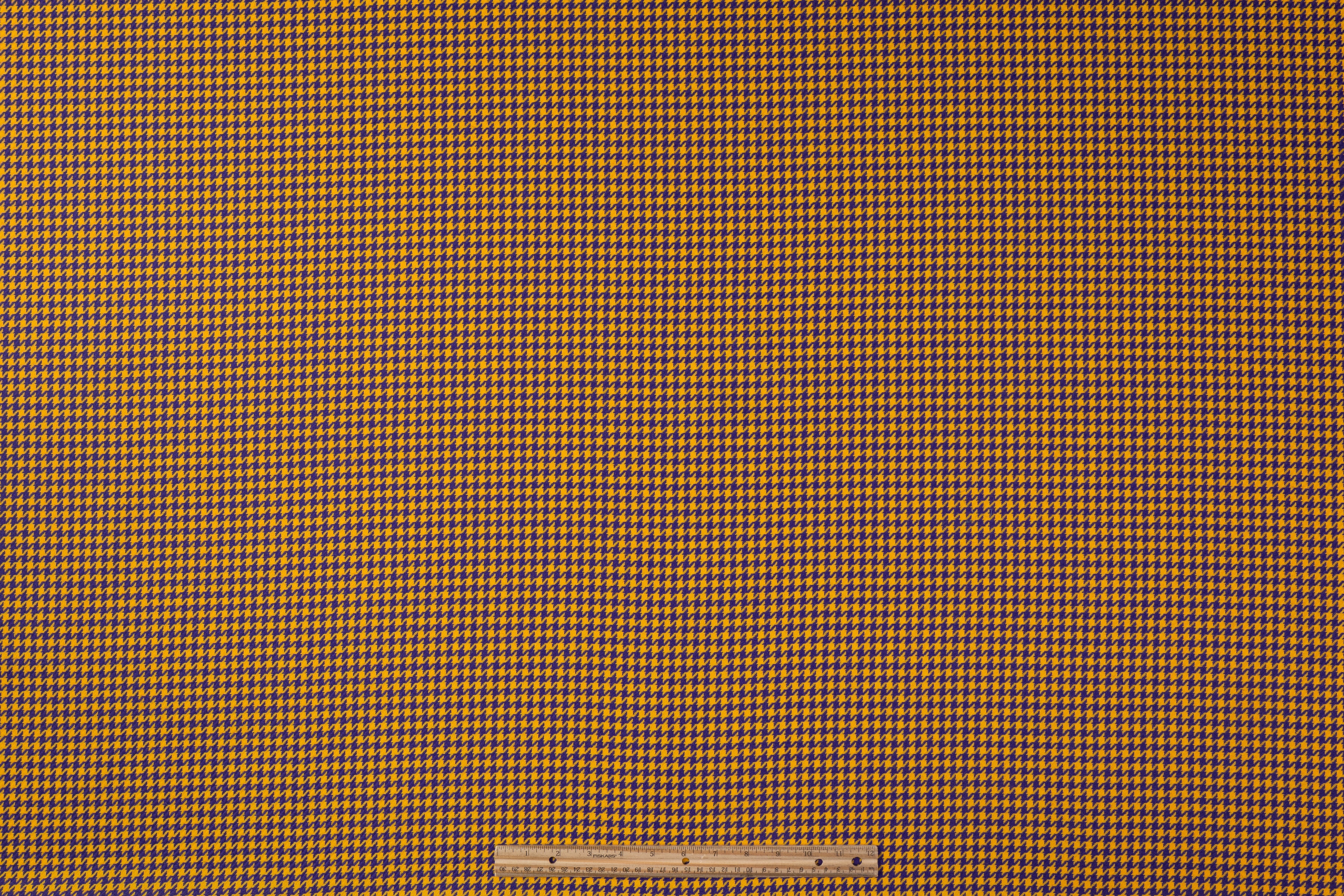 Houndstooth Italian Wool Suiting - Purple / Yellow