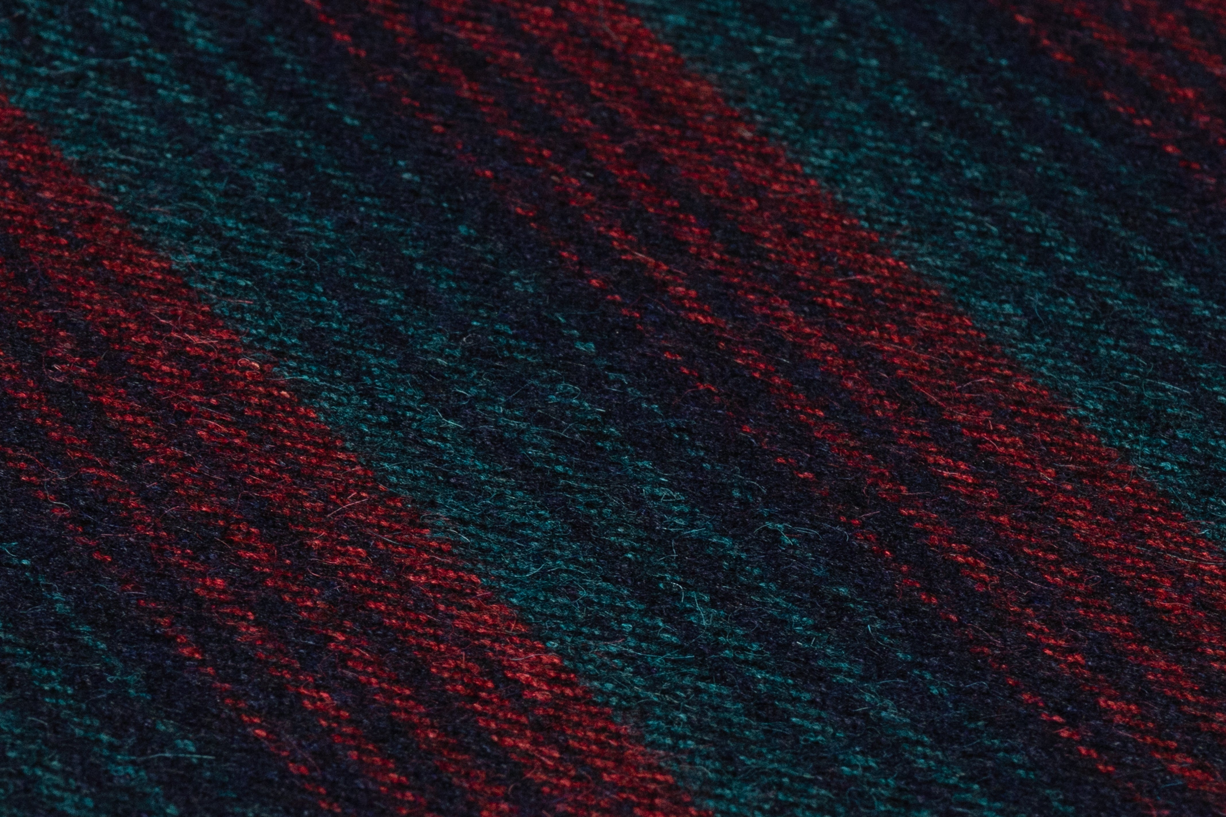 Striped Italian Alpaca Wool Blend - Teal Green / Navy / Red