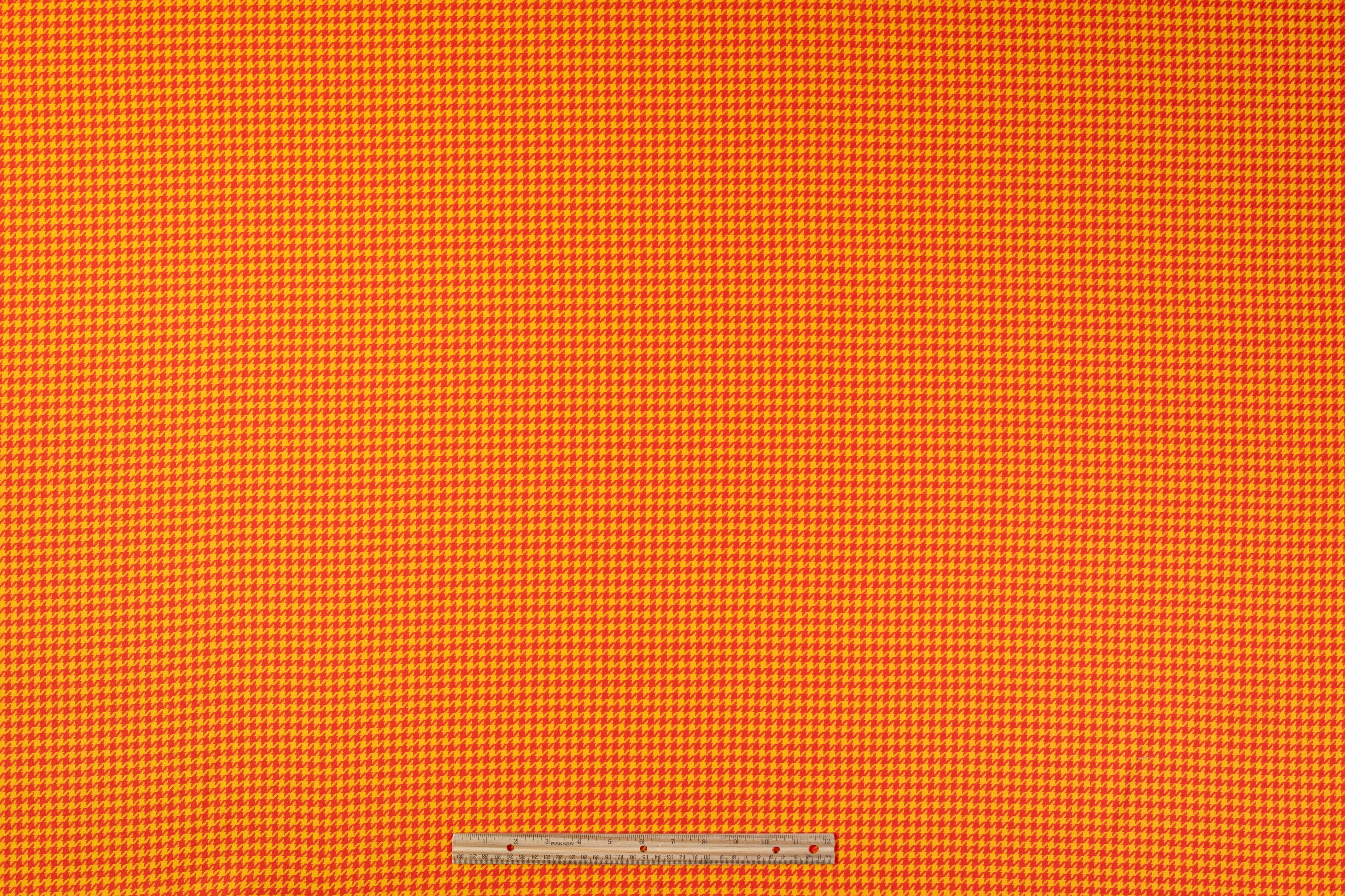 Houndstooth Italian Wool Suiting - Yellow / Red