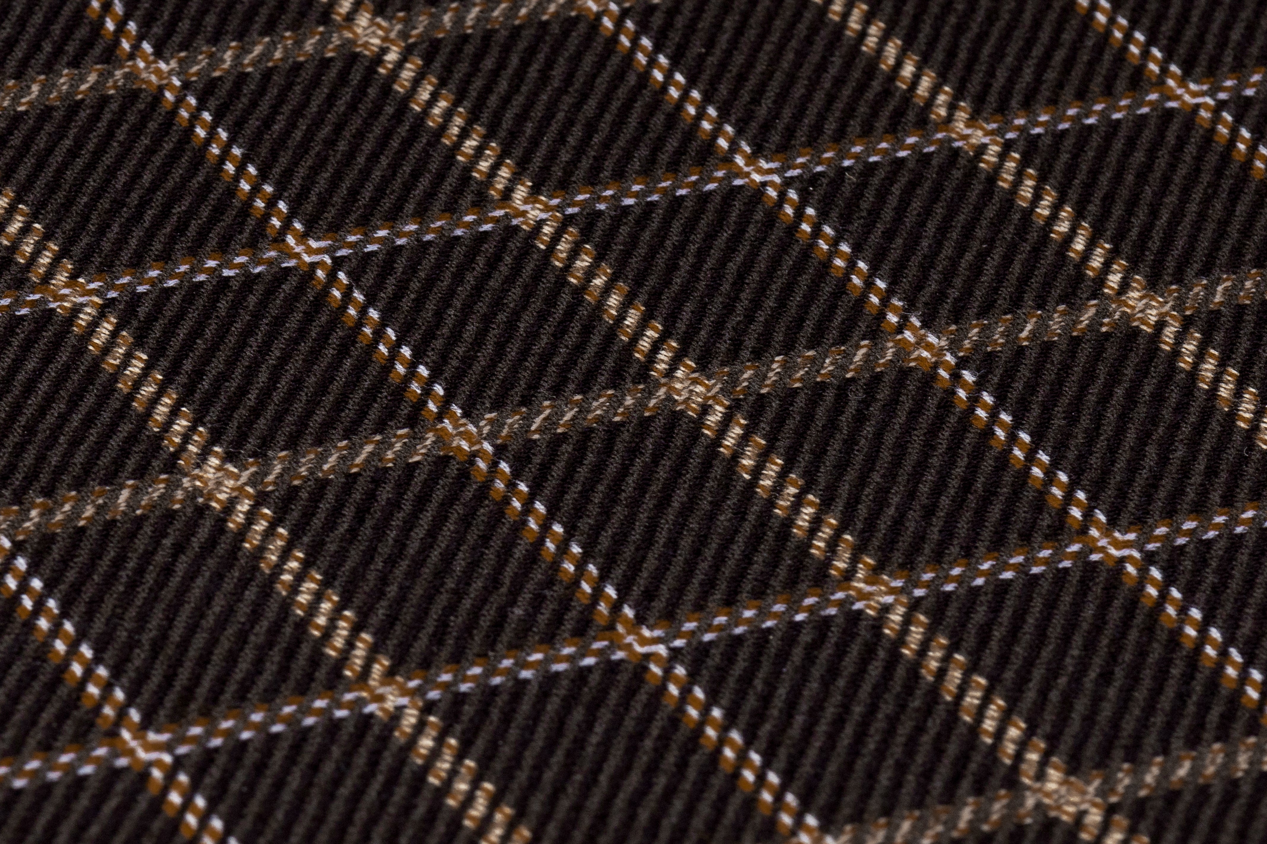 Checked Italian Wool Twill Suiting - Brown