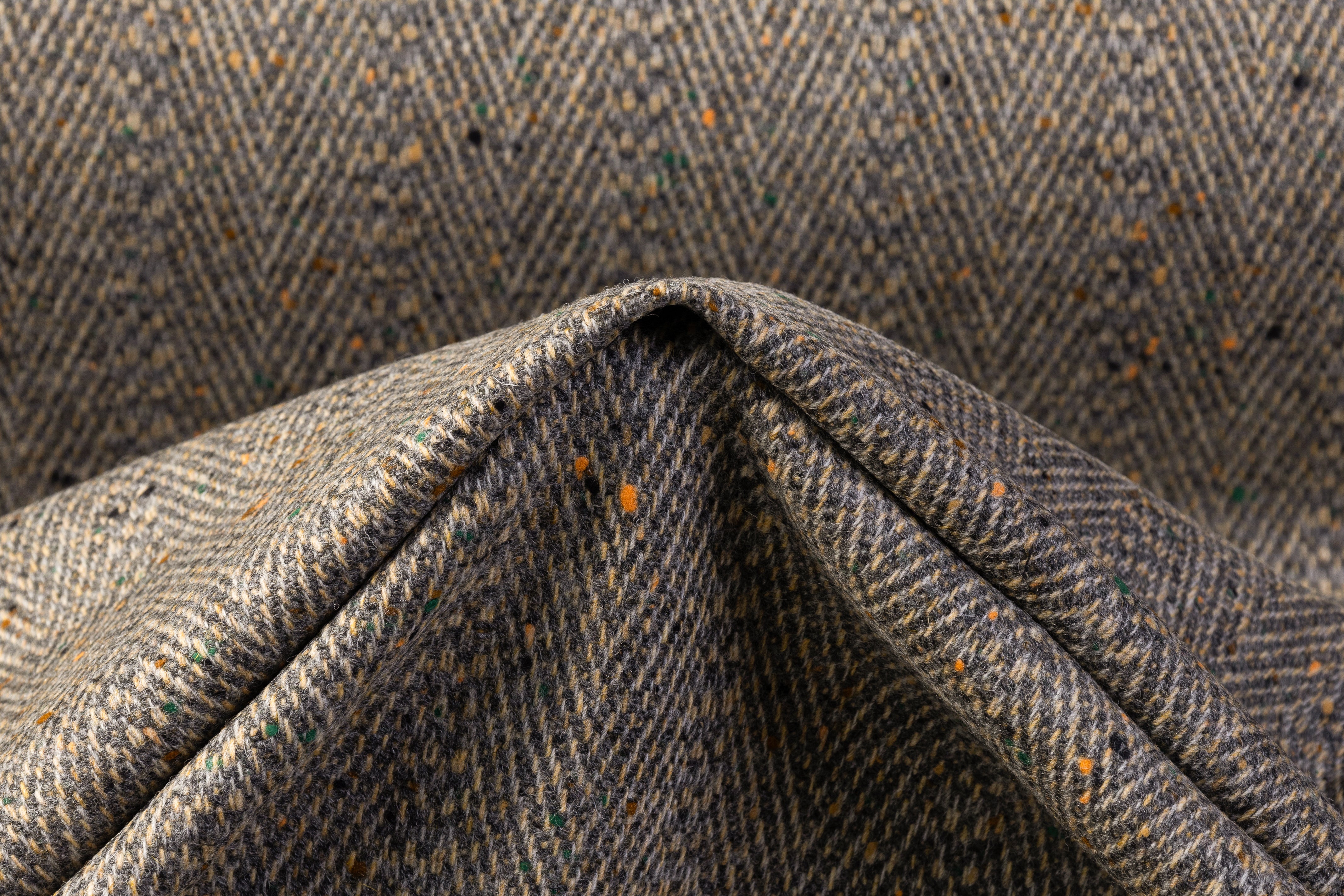 Herringbone Italian Wool Coating - Gray / Beige