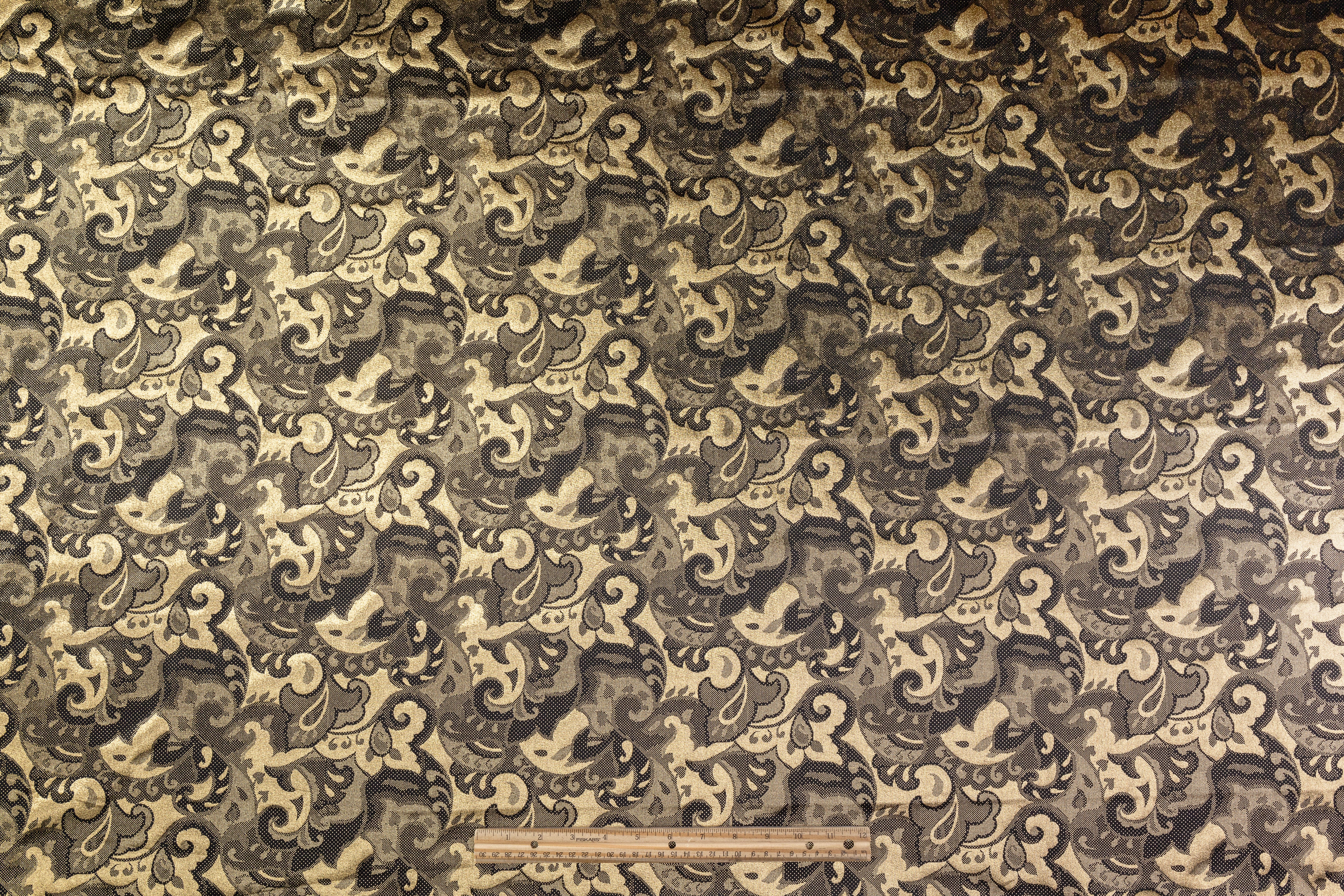 Laminated Italian Silk Charmeuse - Champagne Gold / Black