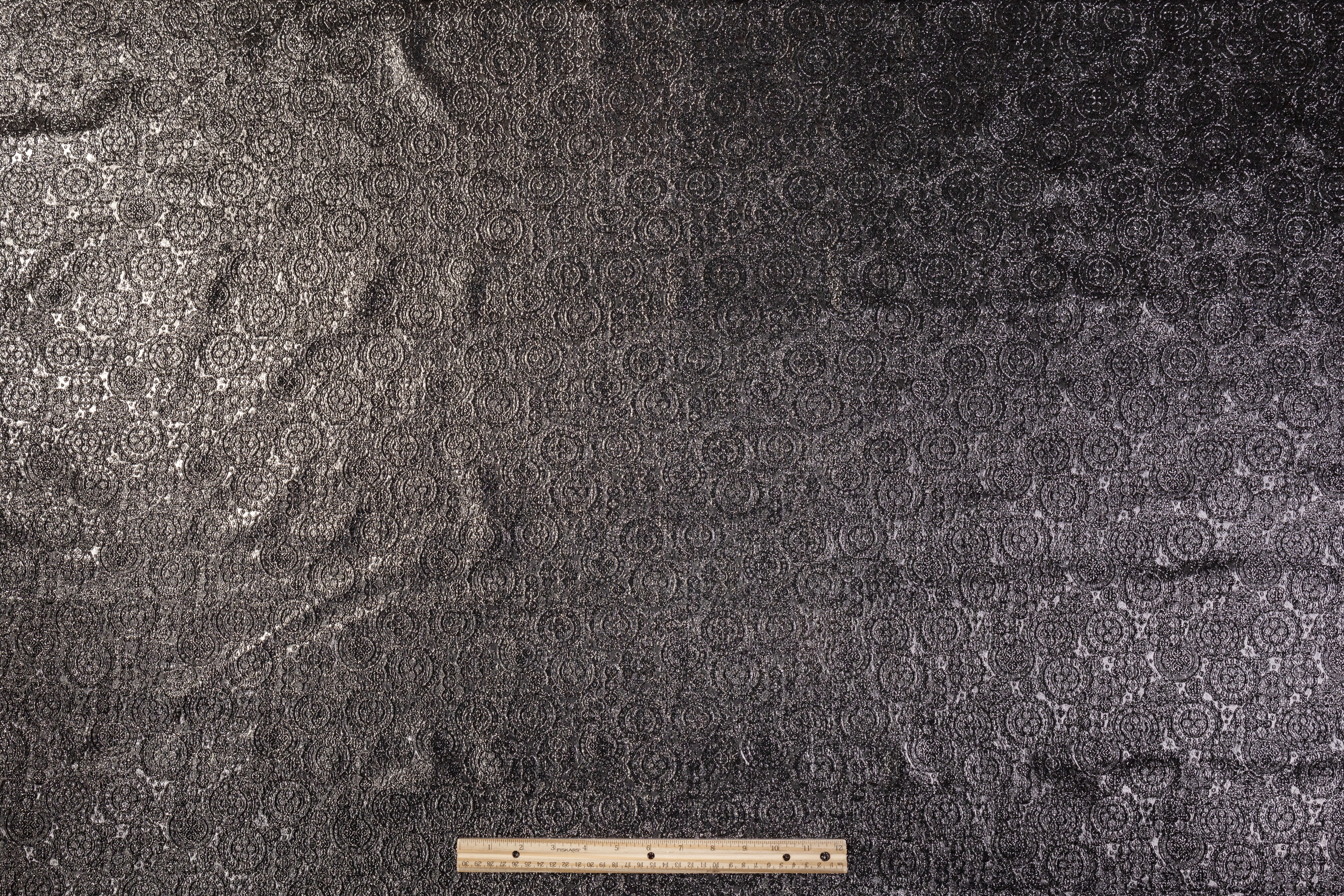 Textured Metallic Stretch Brocade - Gray