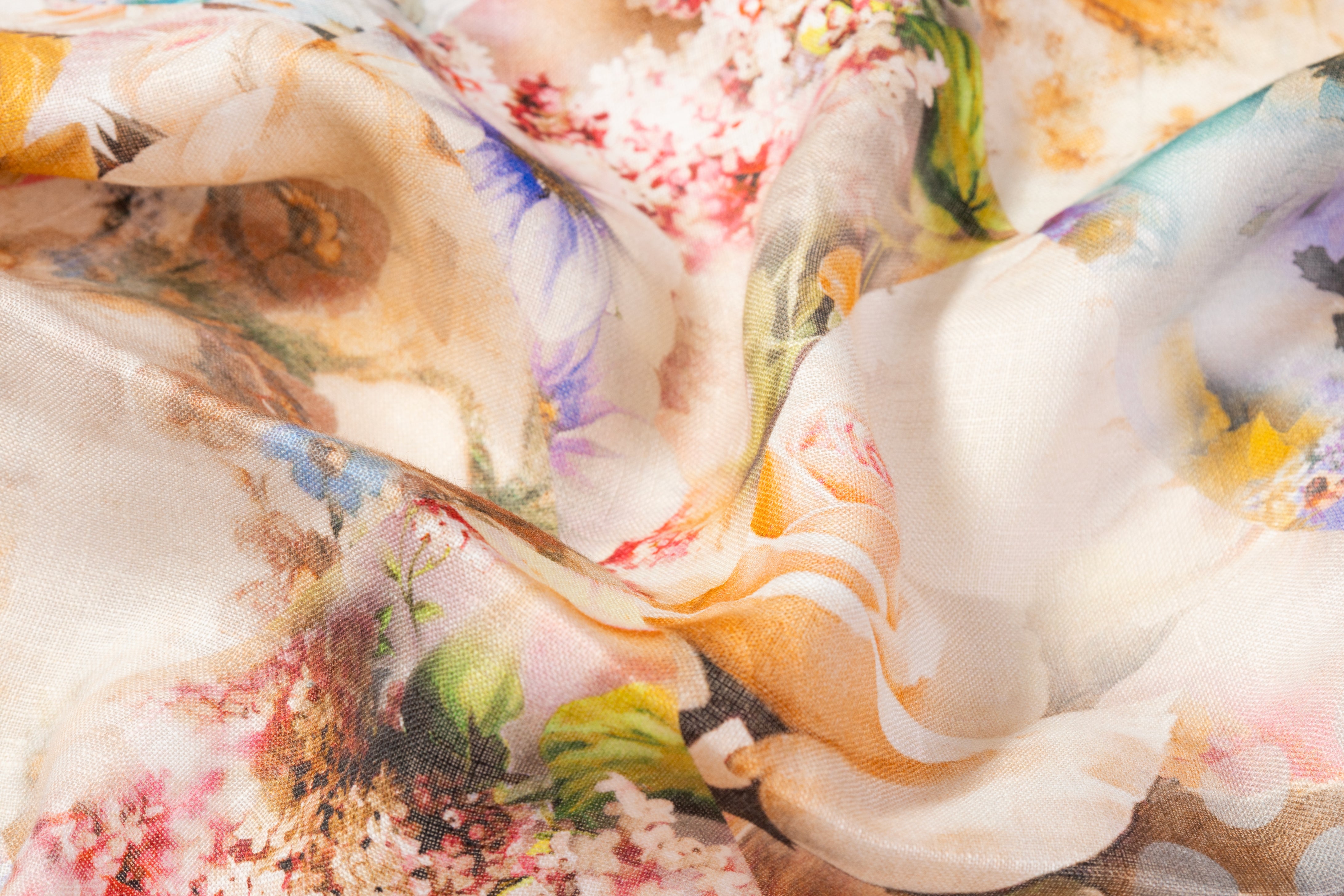 Floral Printed Italian Linen - Multicolor