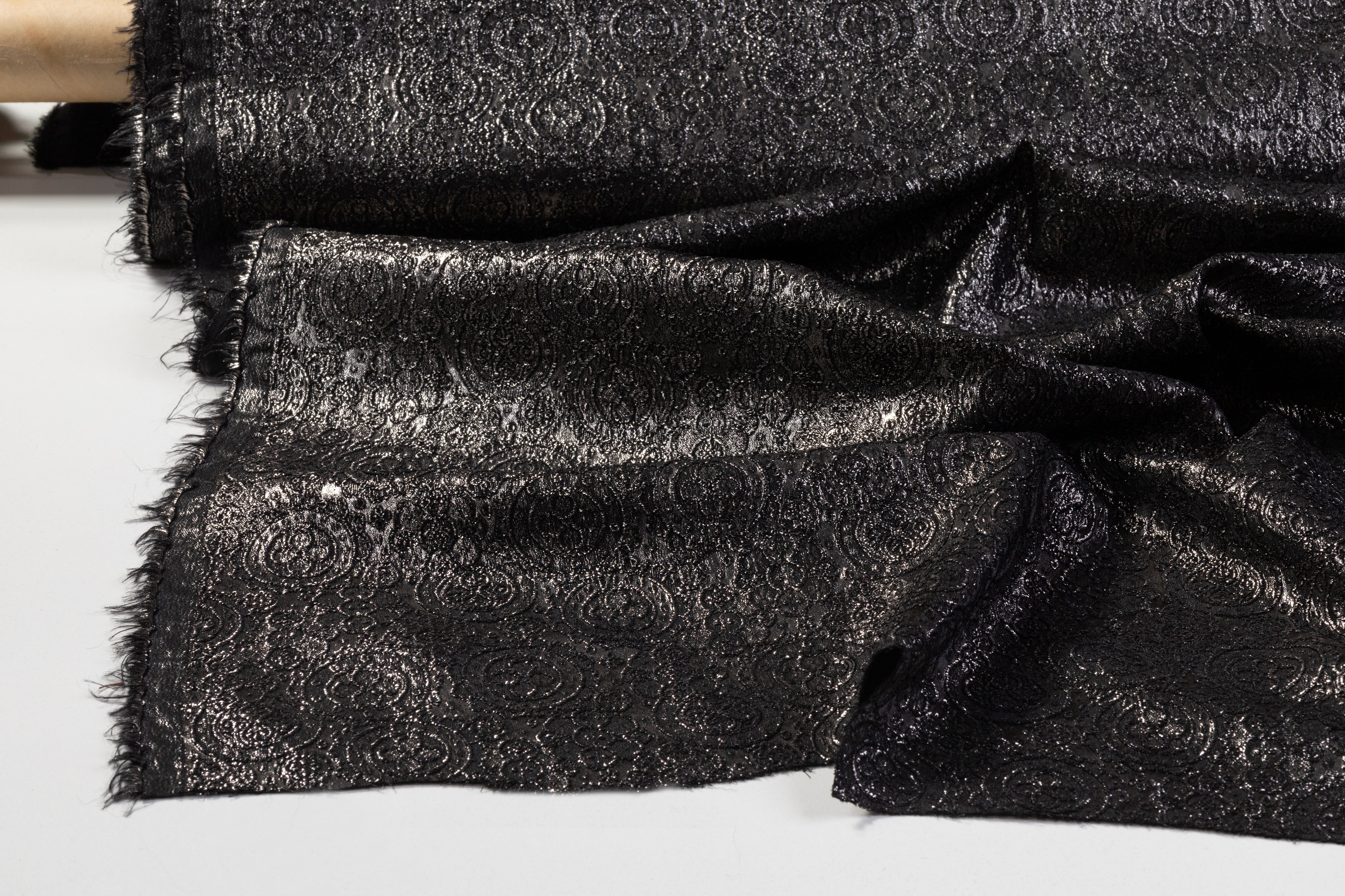 Textured Metallic Stretch Brocade - Gray