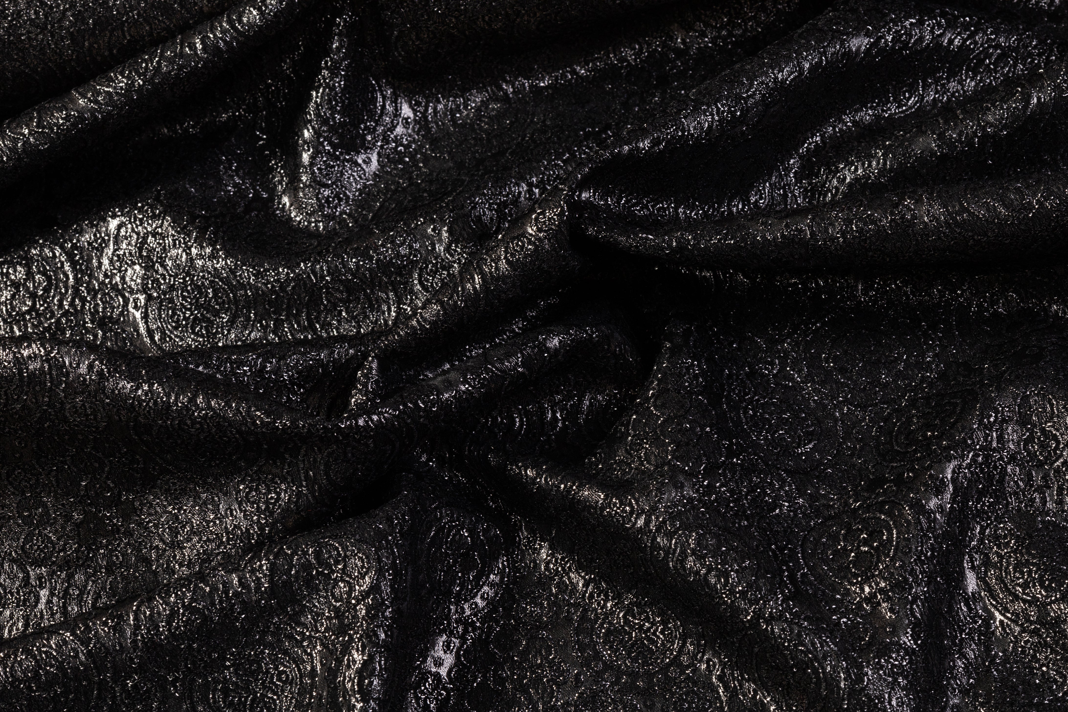 Textured Metallic Stretch Brocade - Gray