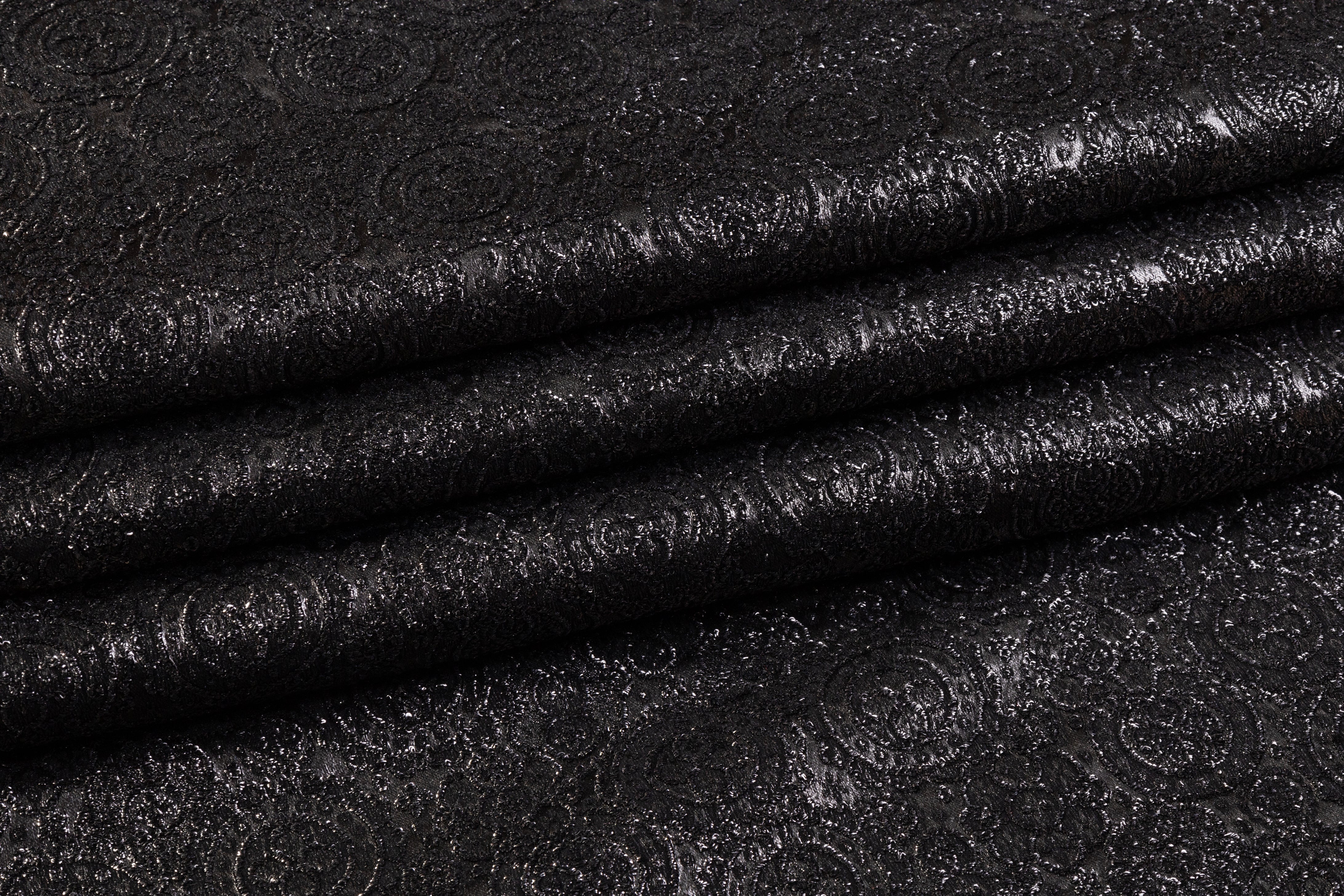 Textured Metallic Stretch Brocade - Gray