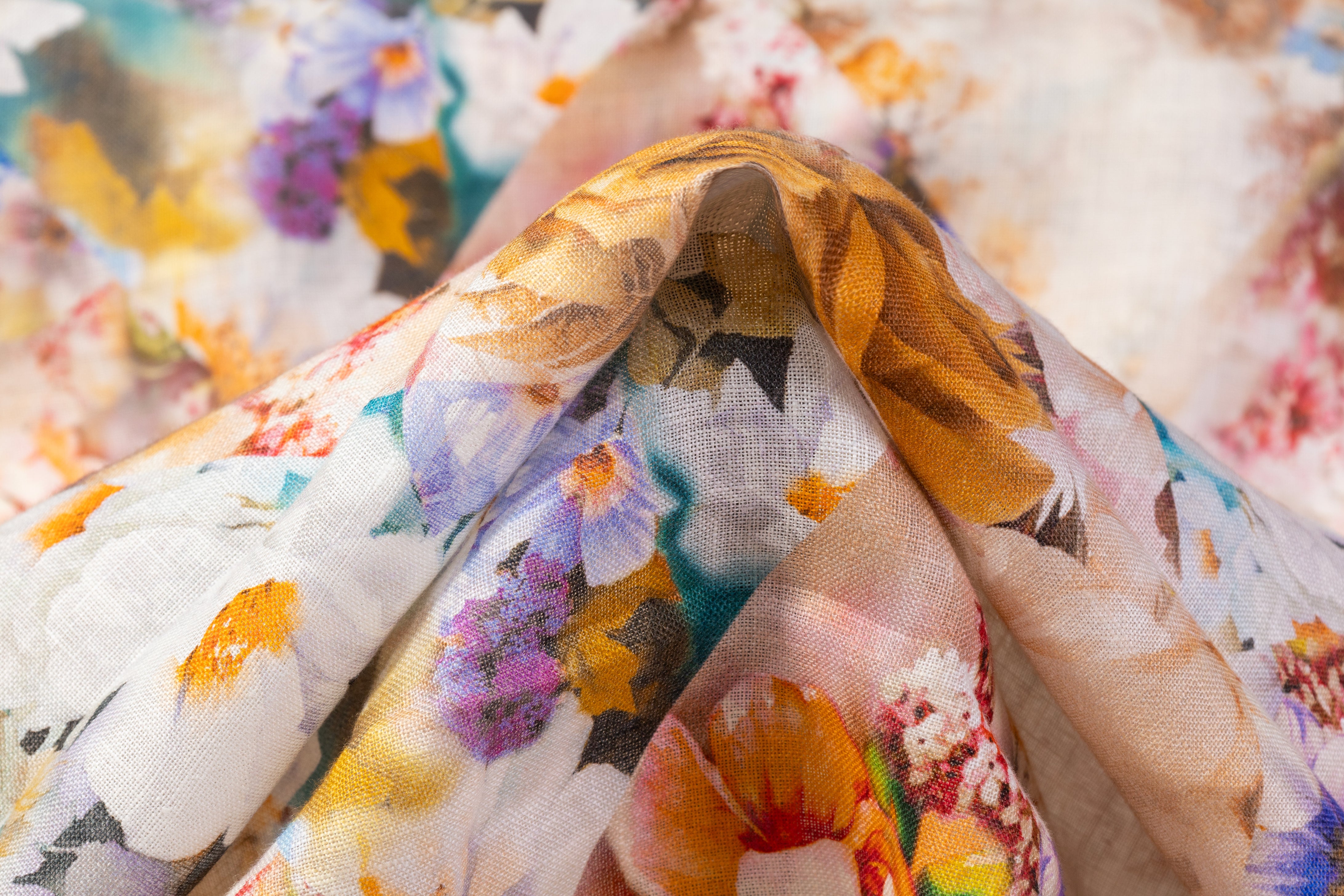 Floral Printed Italian Linen - Multicolor