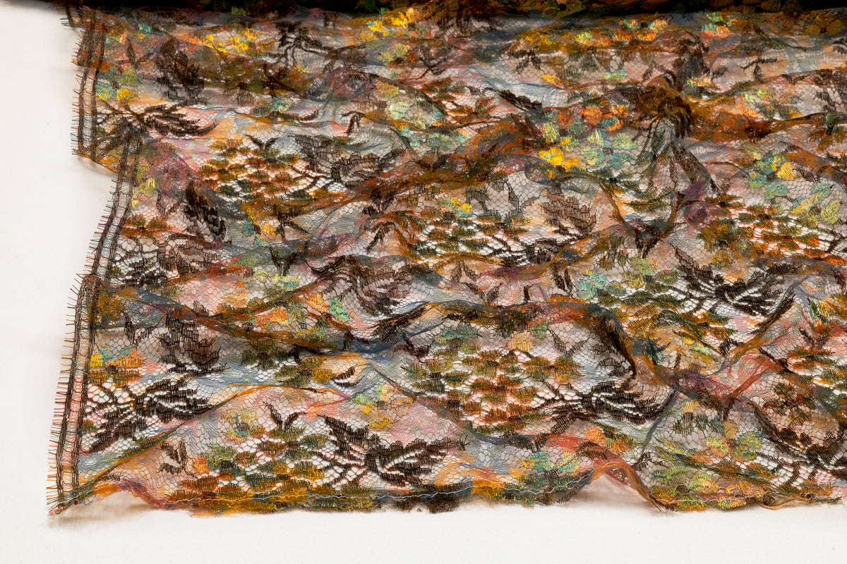 Solstiss - Metallic Printed French Lace - Green / Bronze / Gold