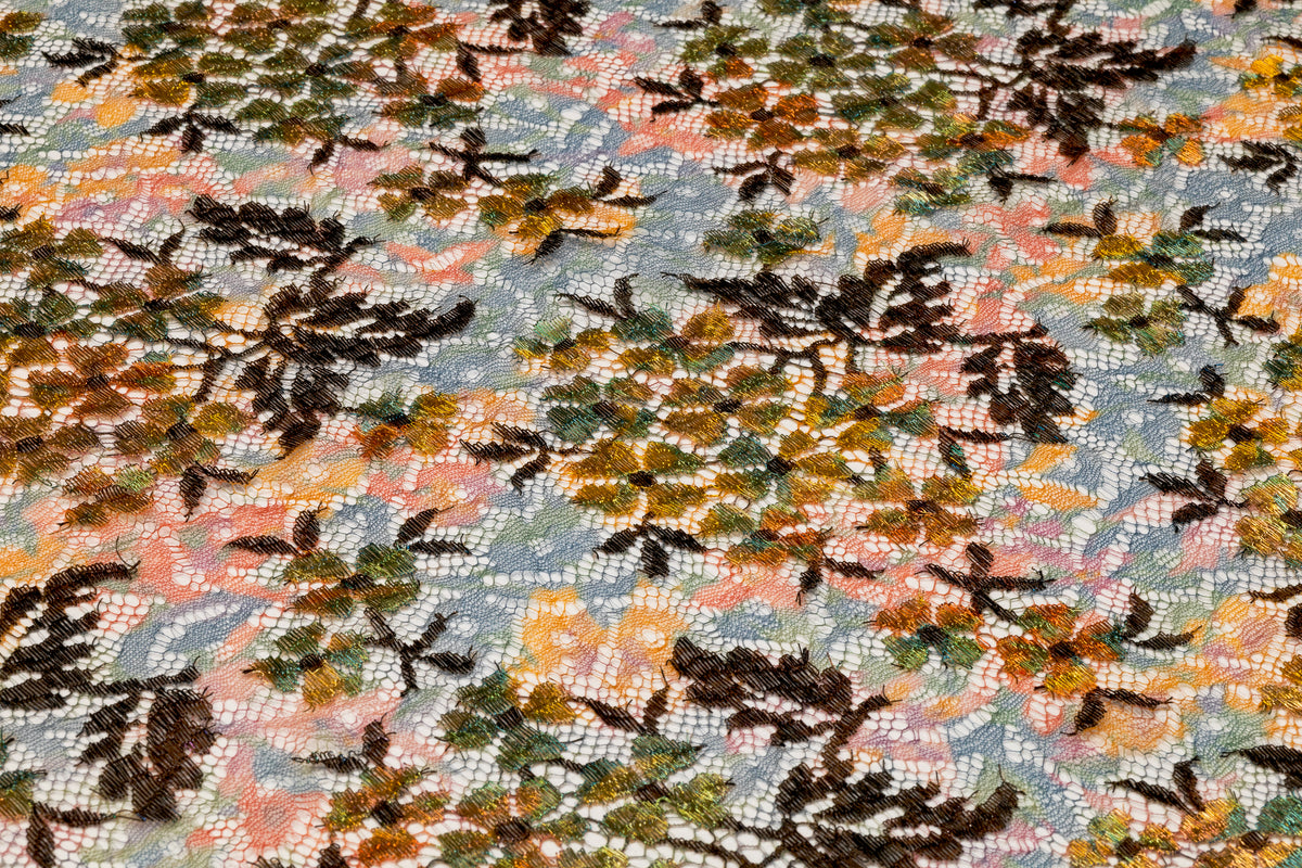 Solstiss - Metallic Printed French Lace - Green / Bronze / Gold