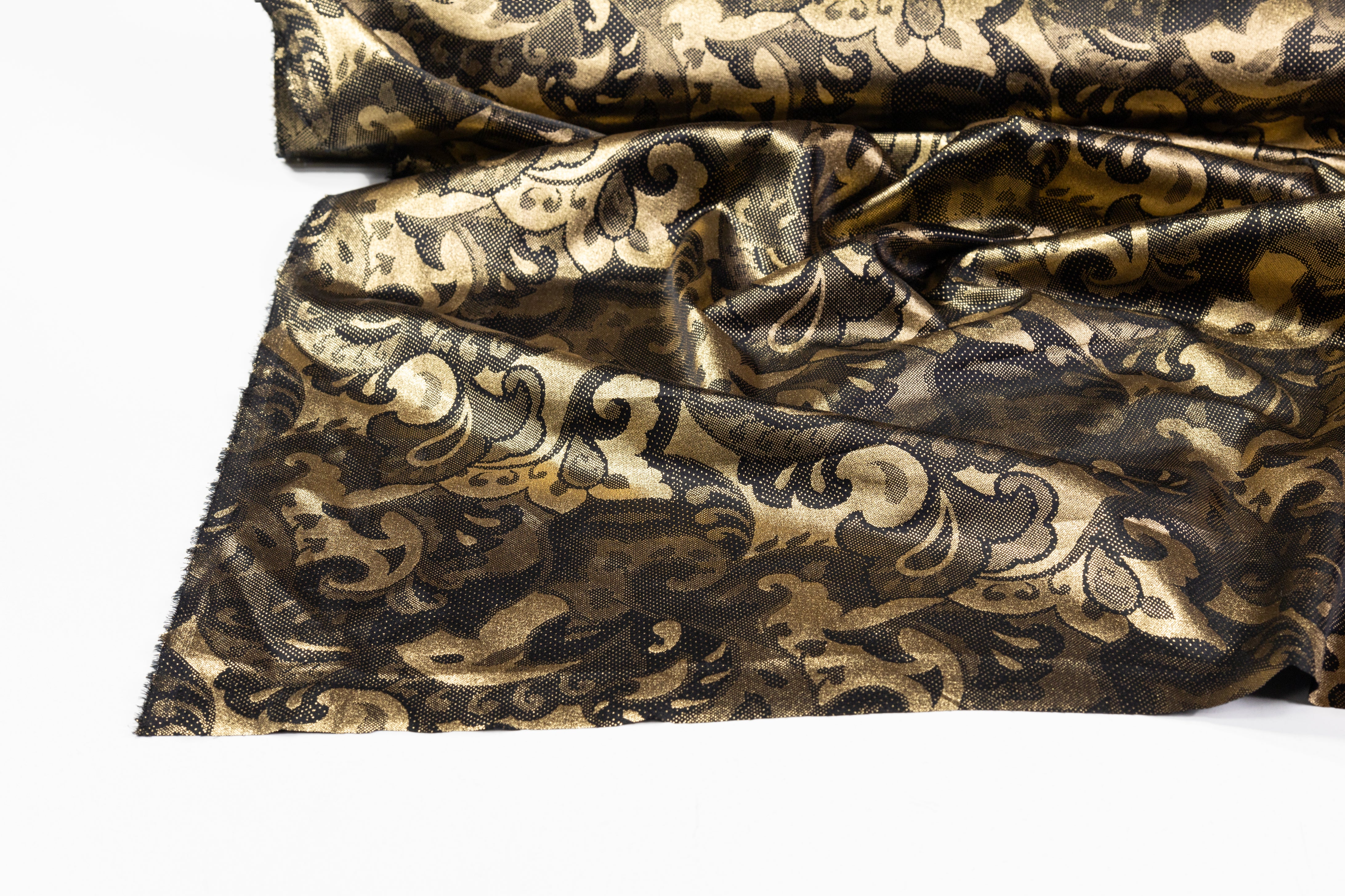 Laminated Italian Silk Charmeuse - Champagne Gold / Black