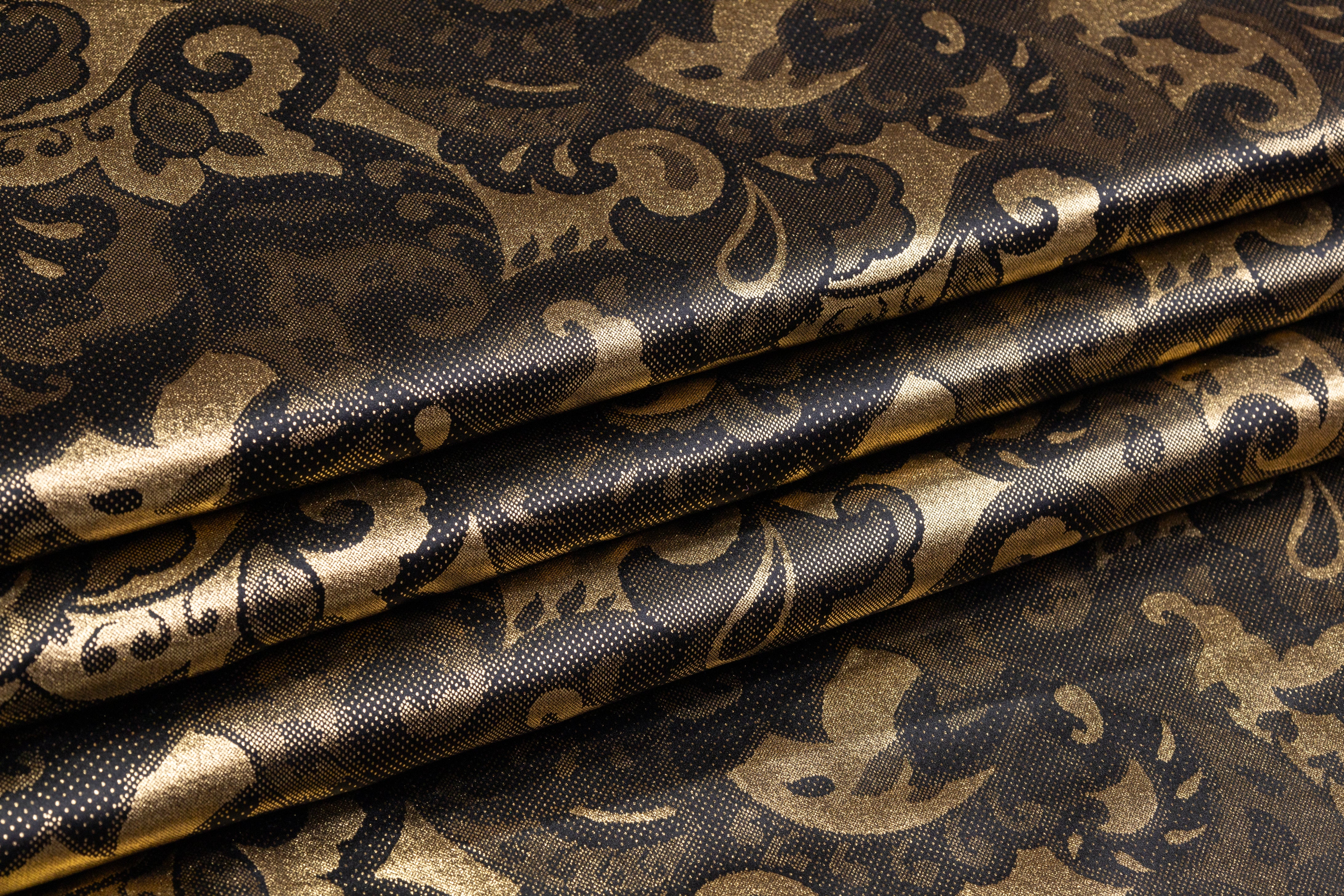 Laminated Italian Silk Charmeuse - Champagne Gold / Black