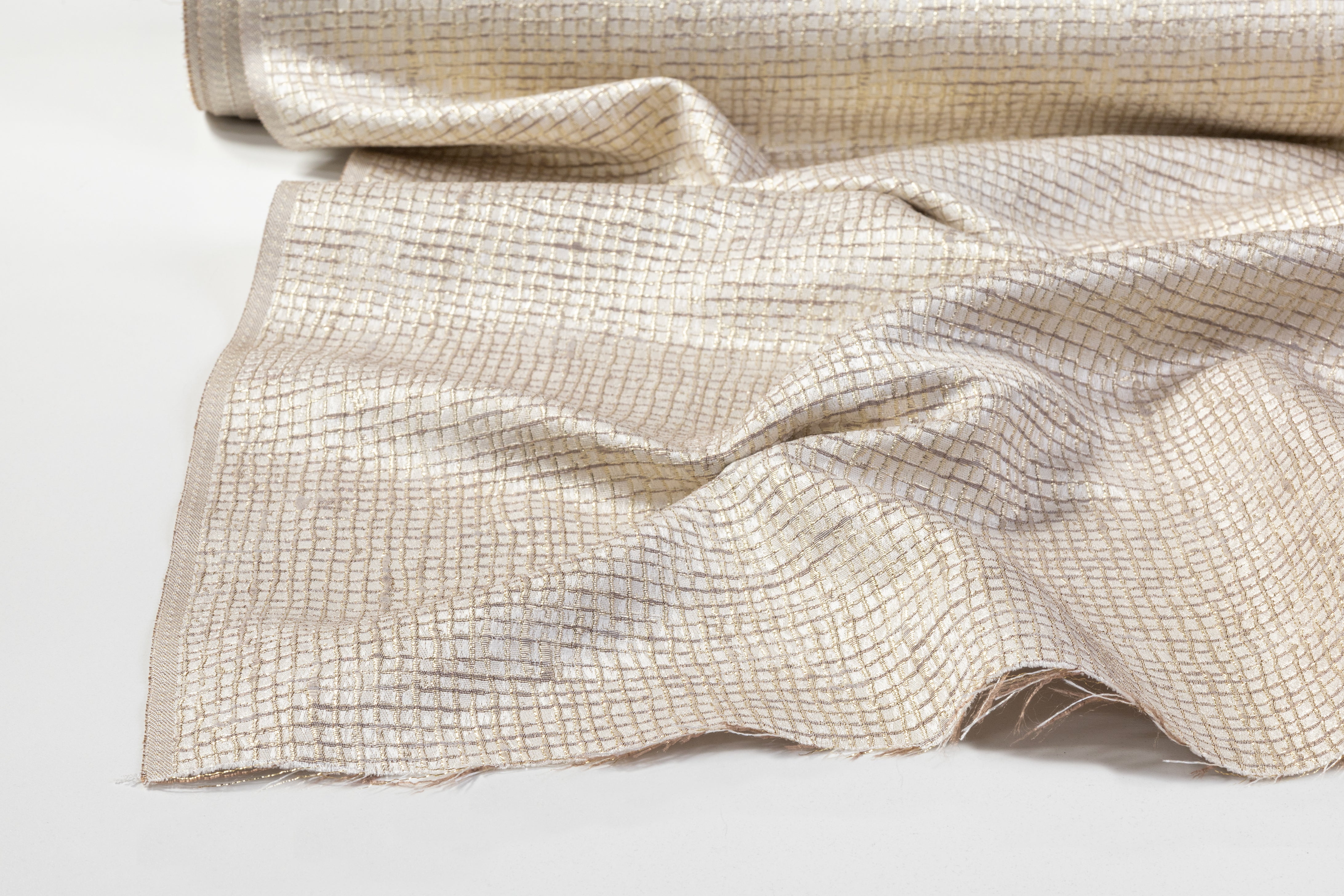 Metallic Textured Brocade - Champagne Gold