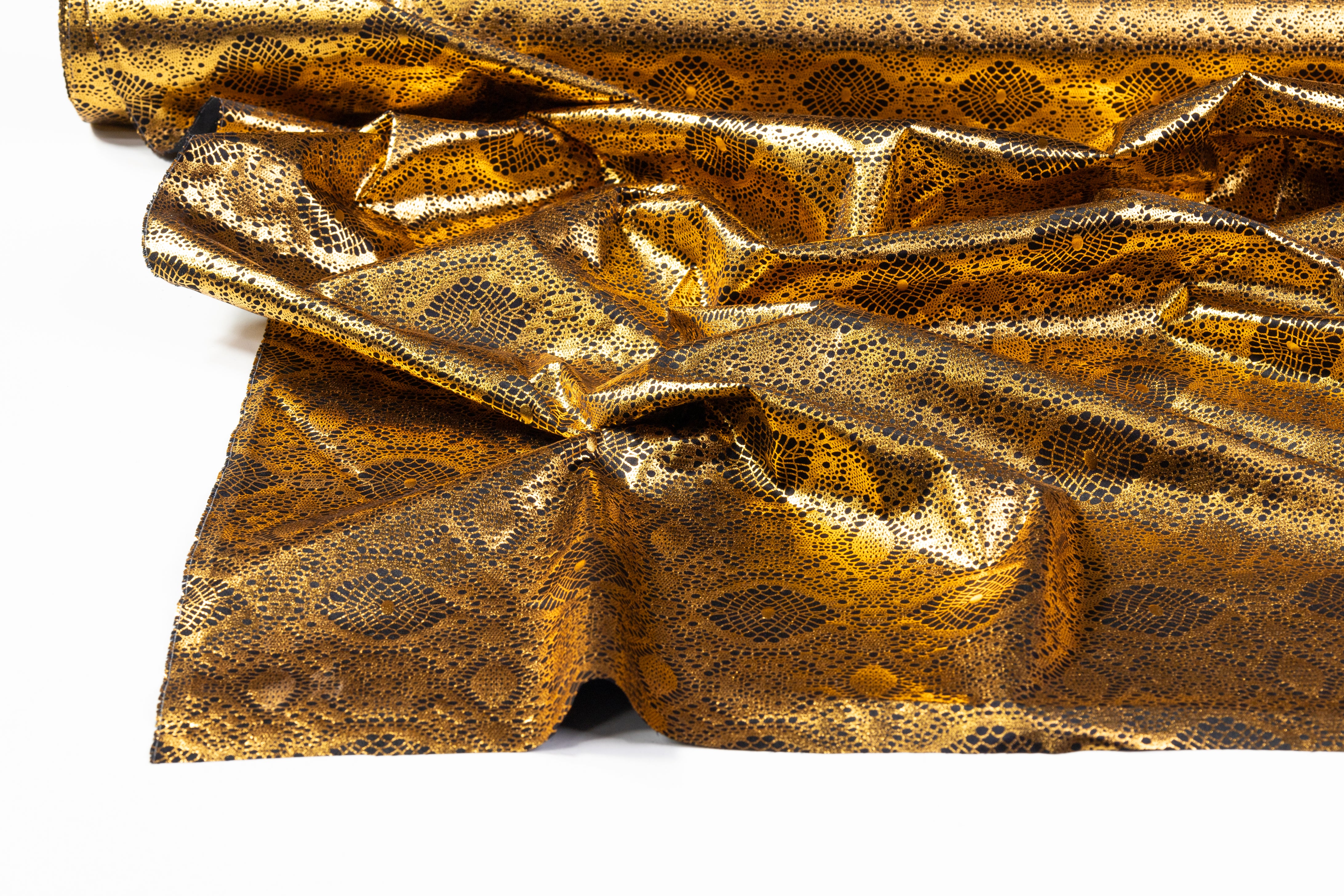 Laminated Italian Silk Charmeuse - Gold / Black