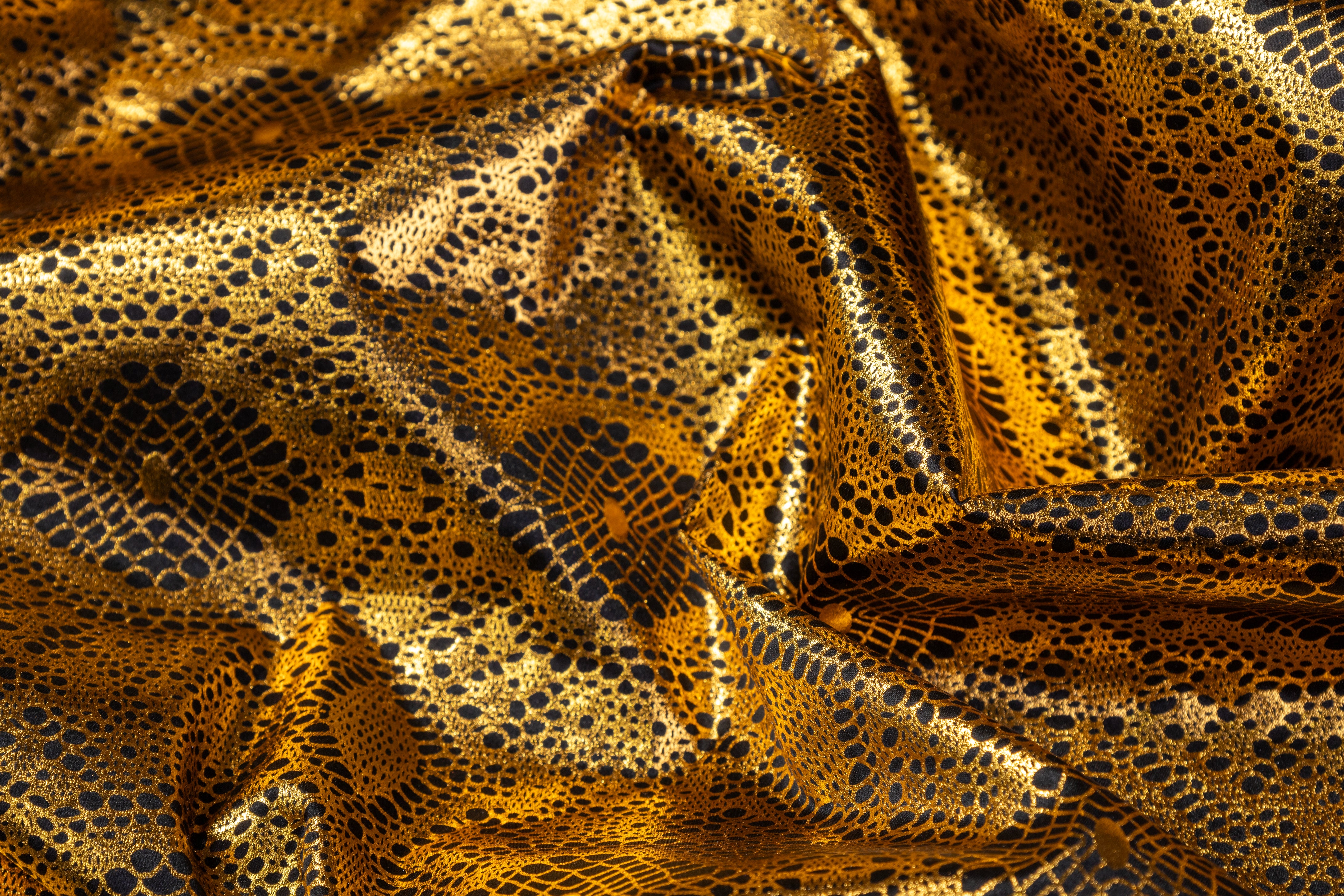 Laminated Italian Silk Charmeuse - Gold / Black