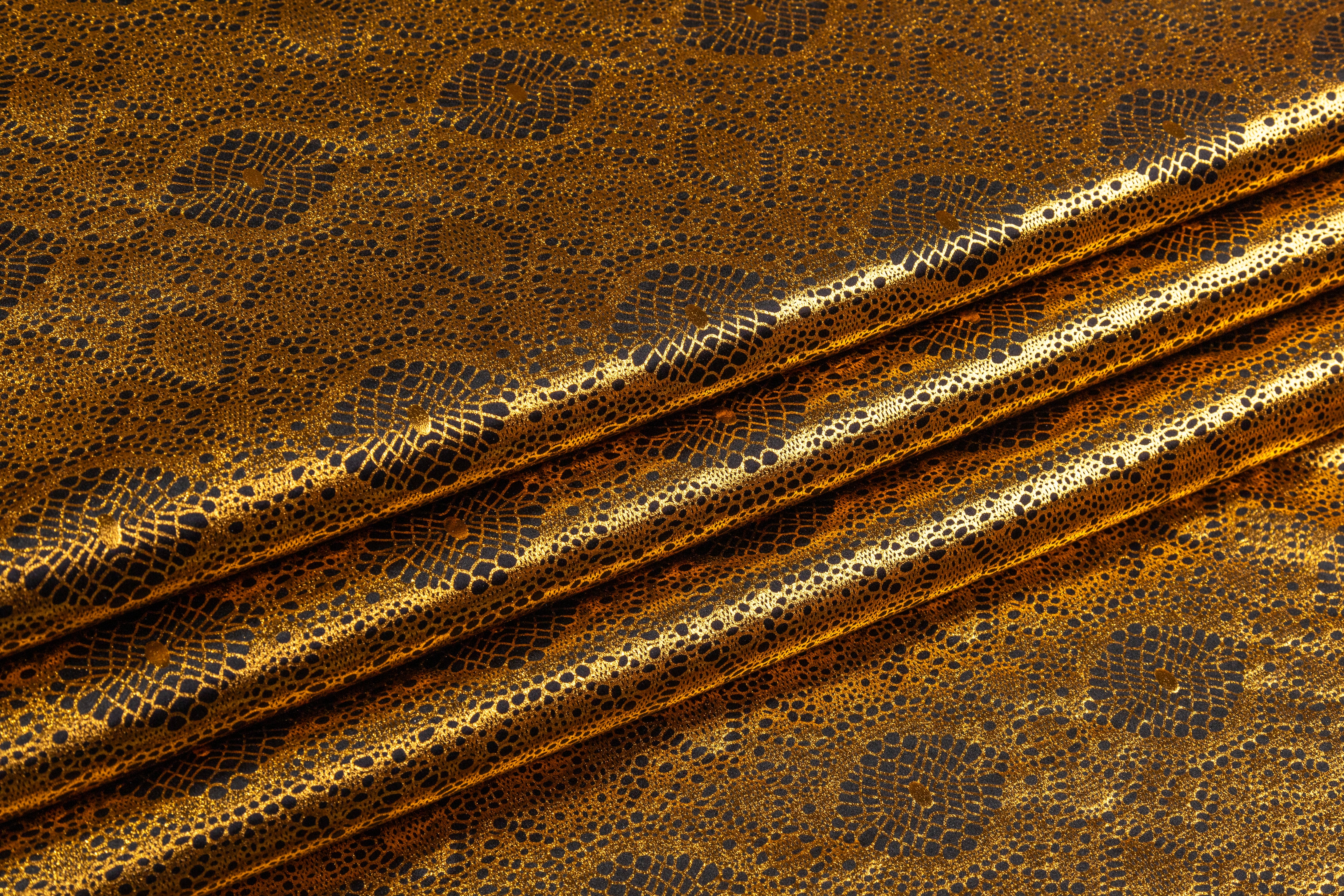 Laminated Italian Silk Charmeuse - Gold / Black
