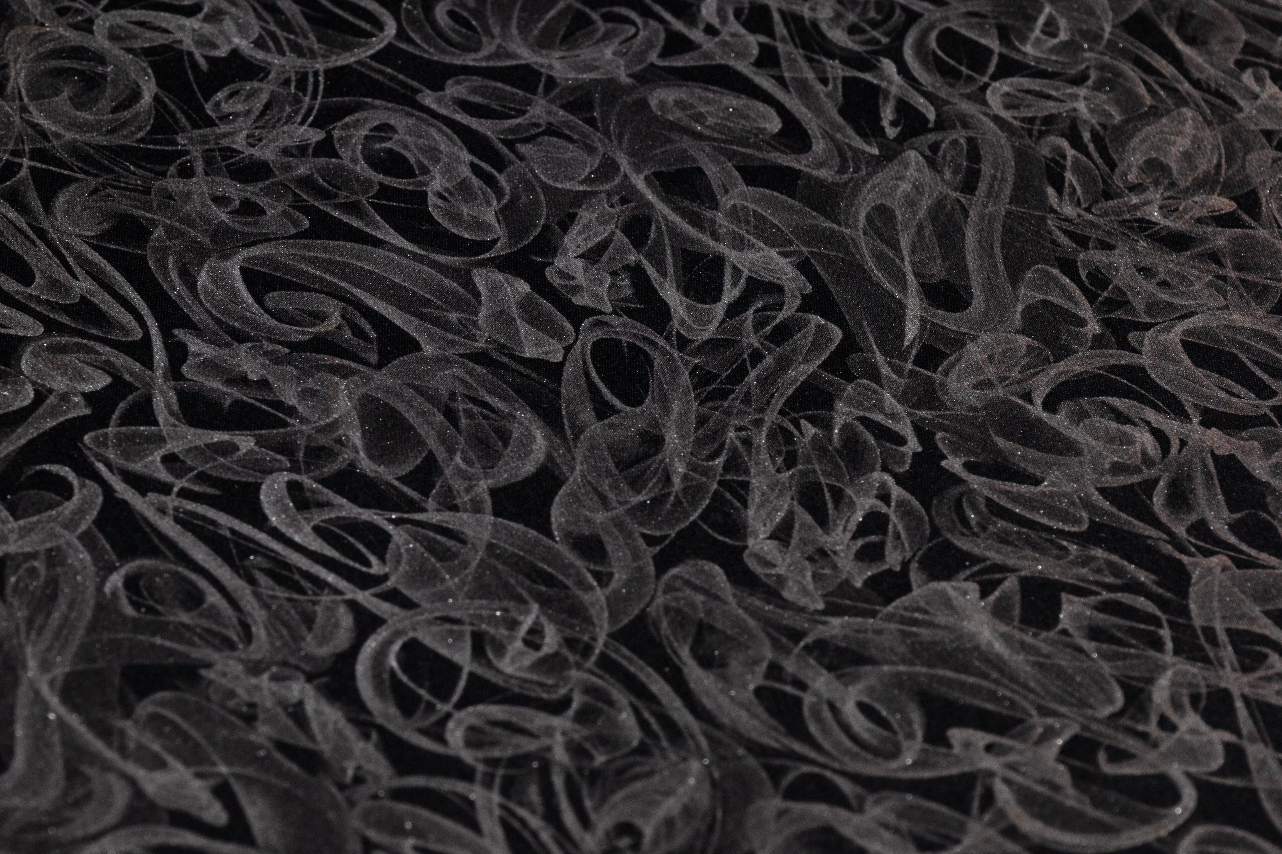 Abstract Laminated Italian Heavy Silk Charmeuse - Black / Silver