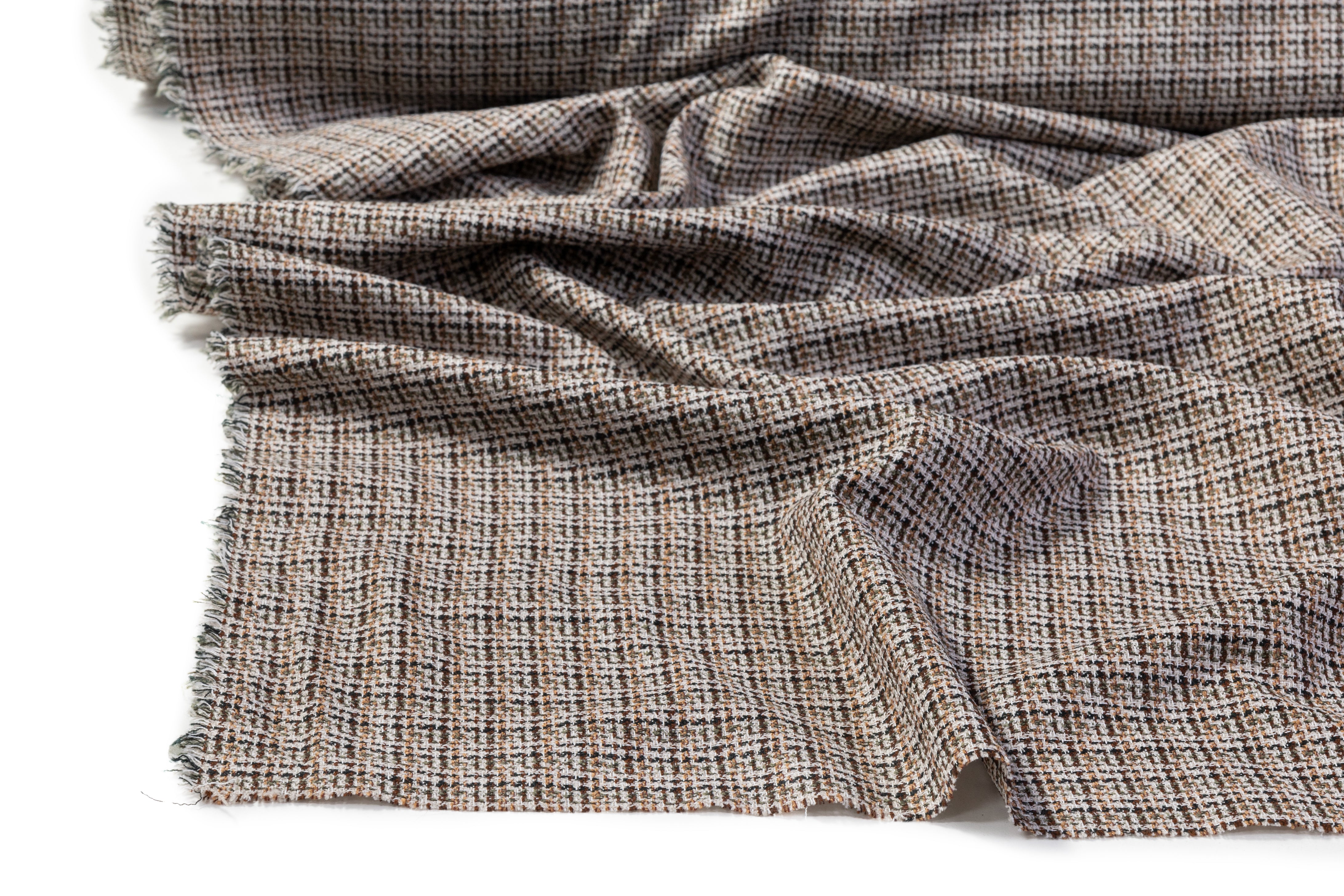 Loro Piana - Italian Silk Wool Cotton Tweed Suiting - Brown / Green