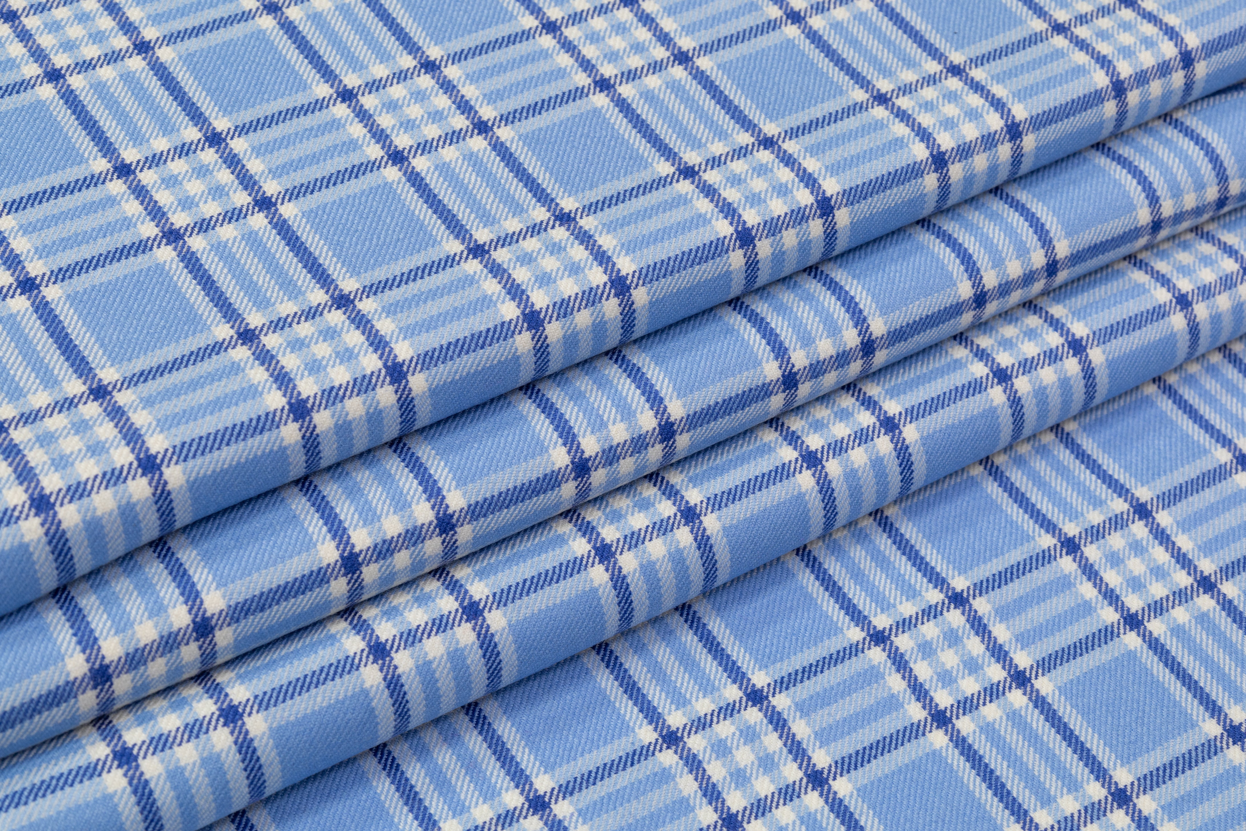 Checked Italian Wool Suiting - Blue