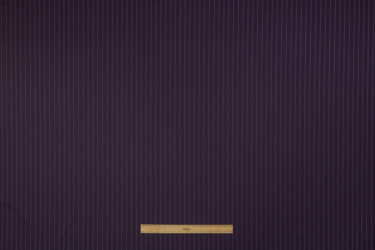 Pin Striped Italian Stretch Wool Suiting - Purple