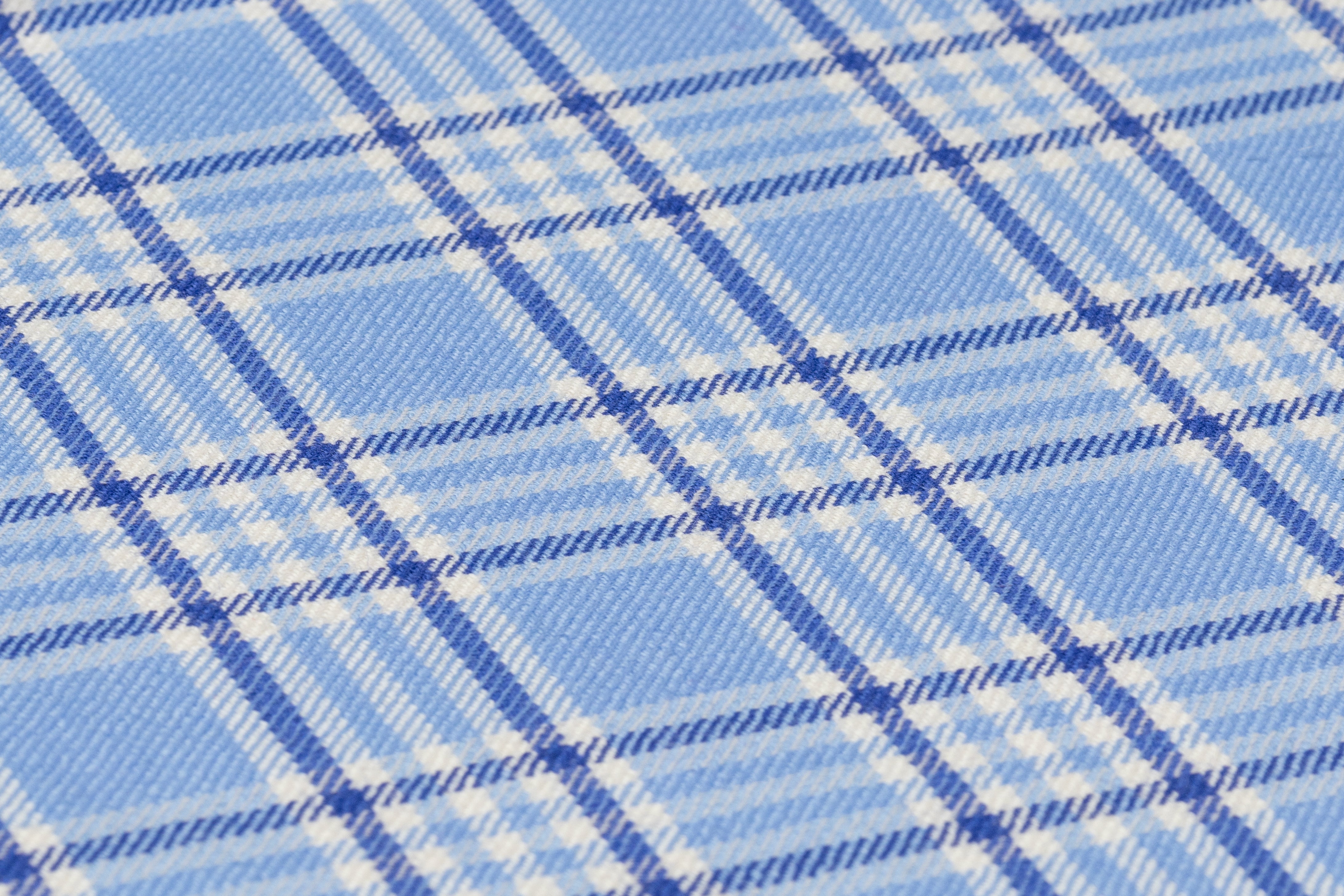 Checked Italian Wool Suiting - Blue