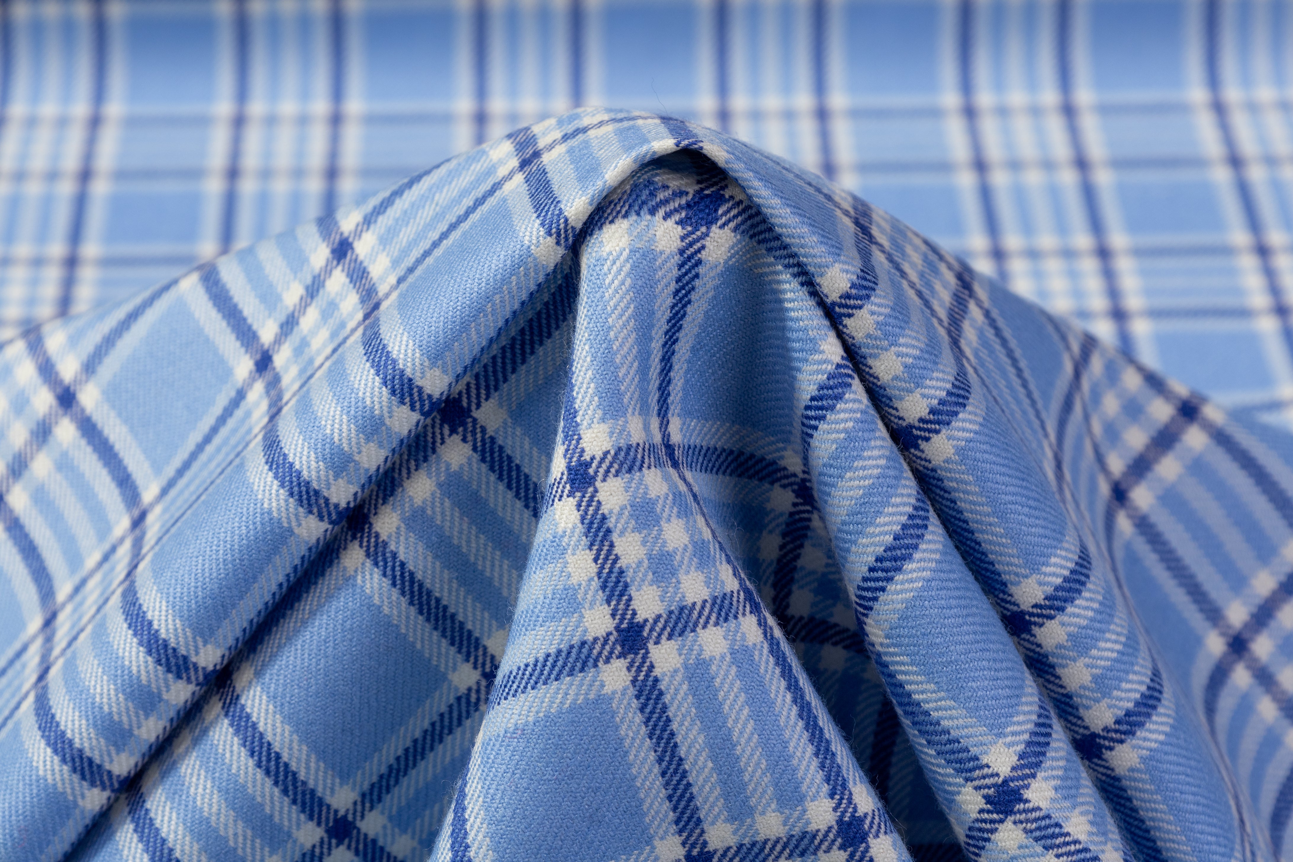 Checked Italian Wool Suiting - Blue
