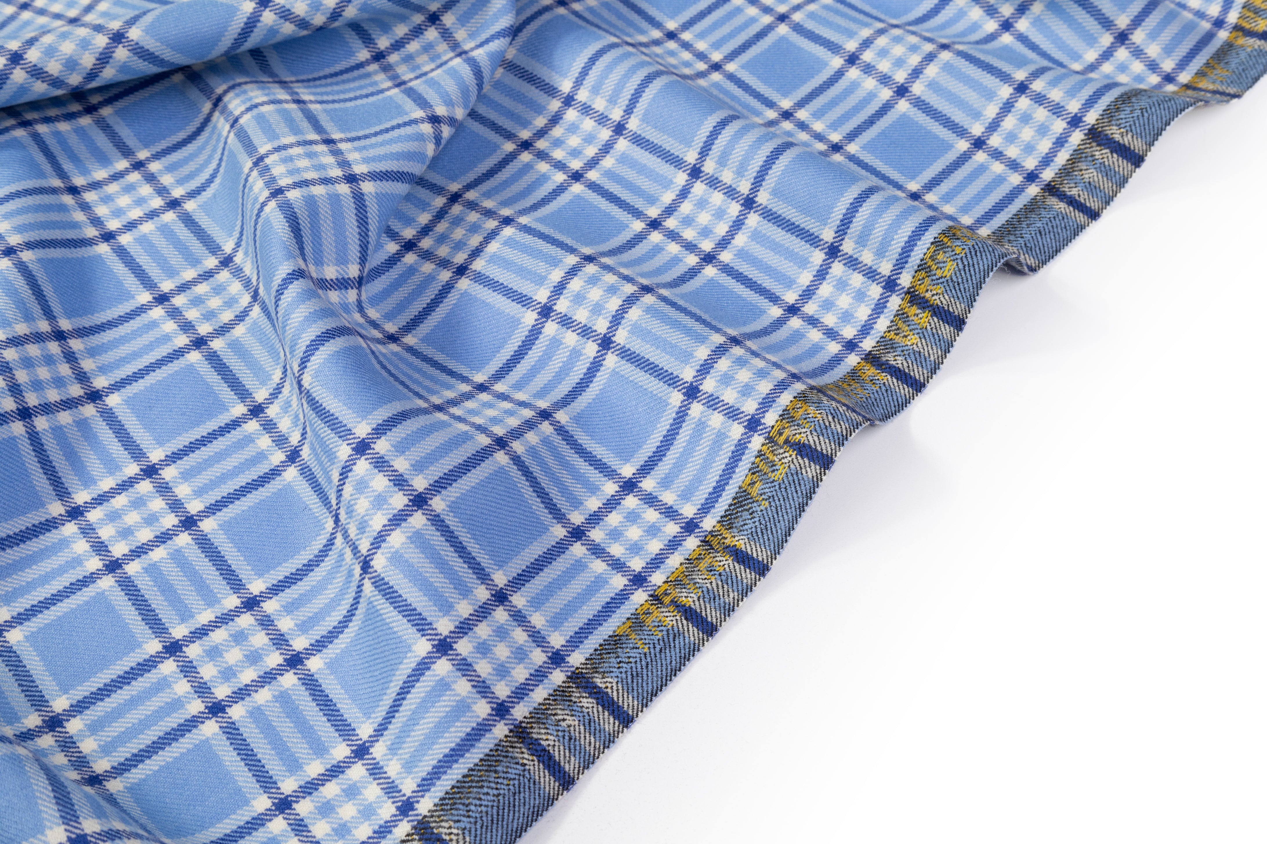 Checked Italian Wool Suiting - Blue