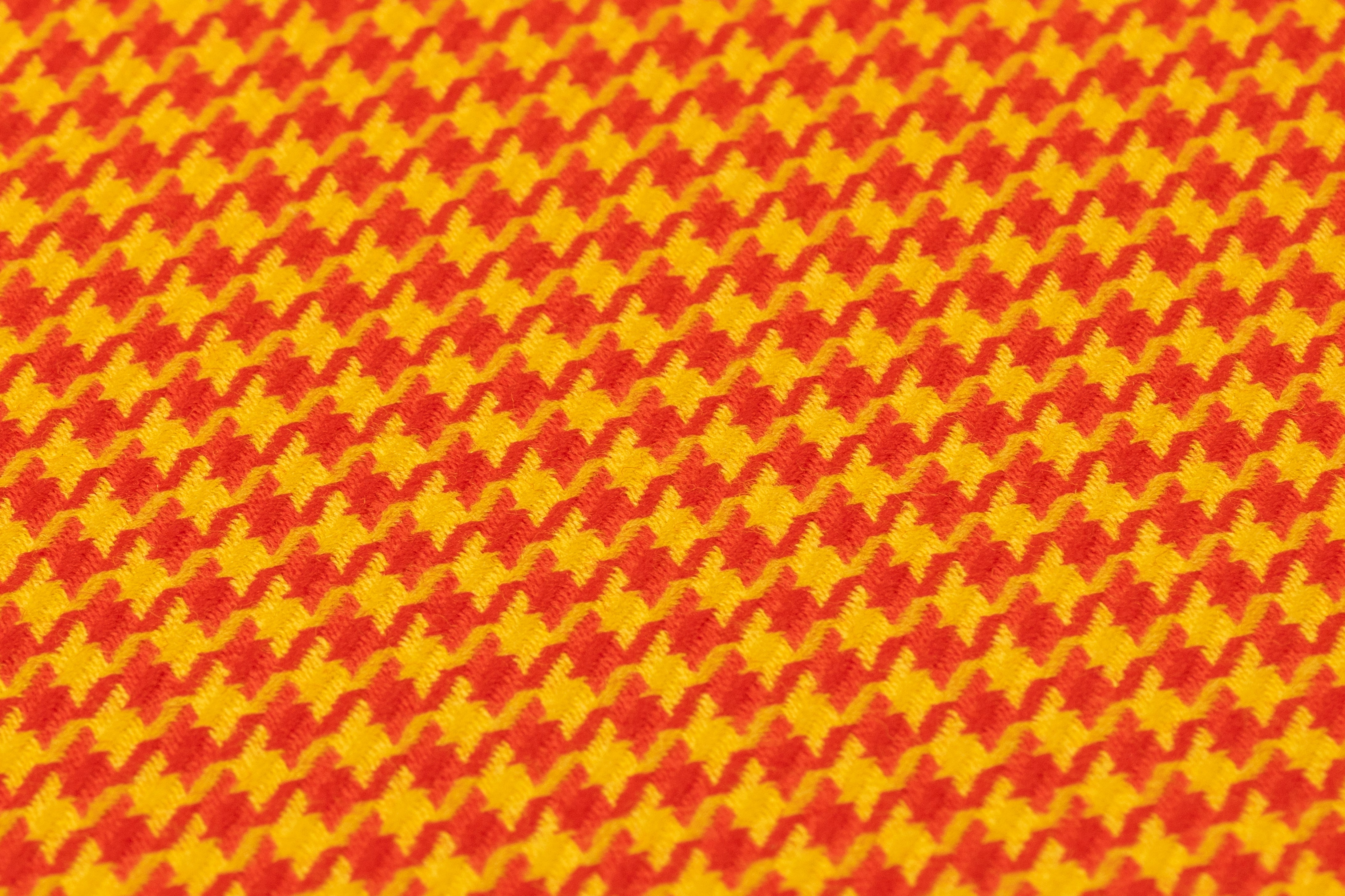 Houndstooth Italian Wool Suiting - Yellow / Red