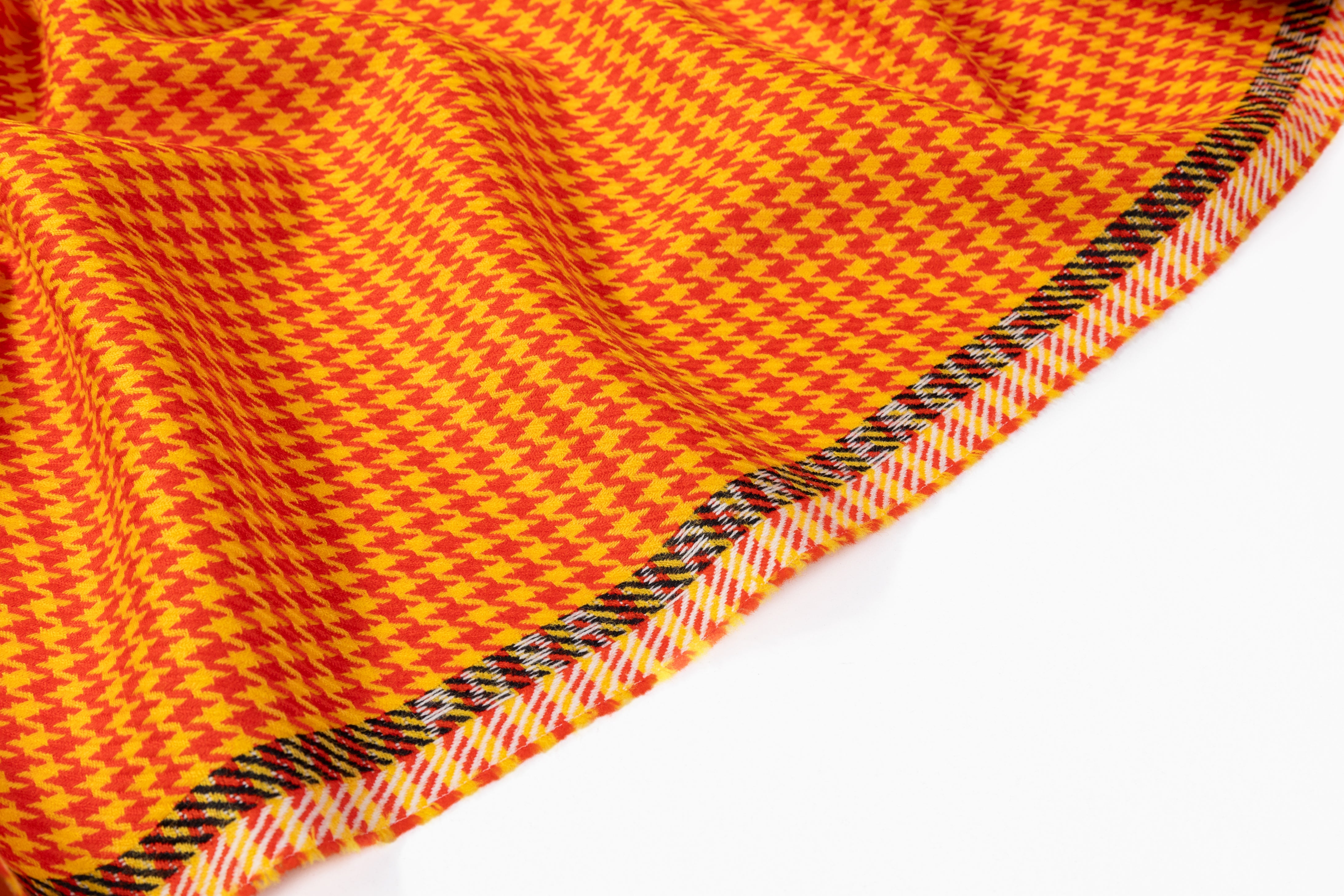 Houndstooth Italian Wool Suiting - Yellow / Red