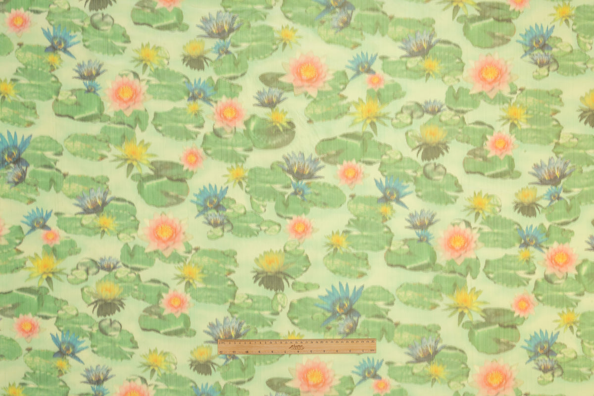 Floral Italian Chiné Taffeta - Green